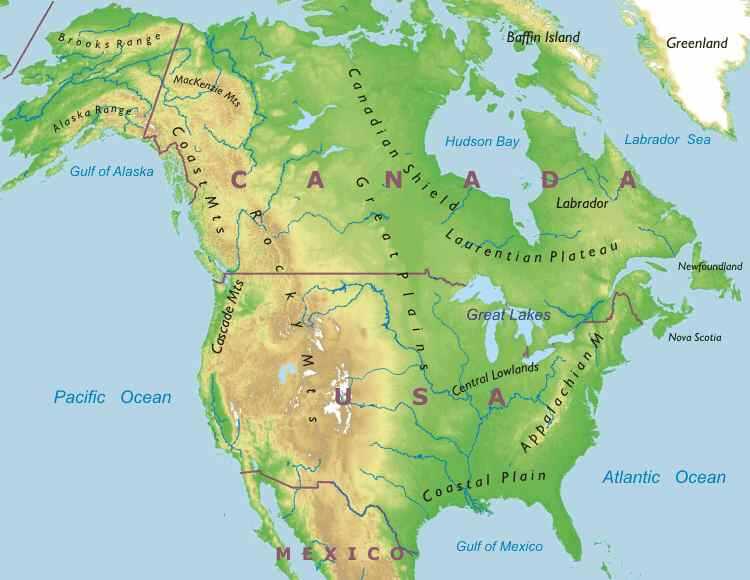 North America physical Map