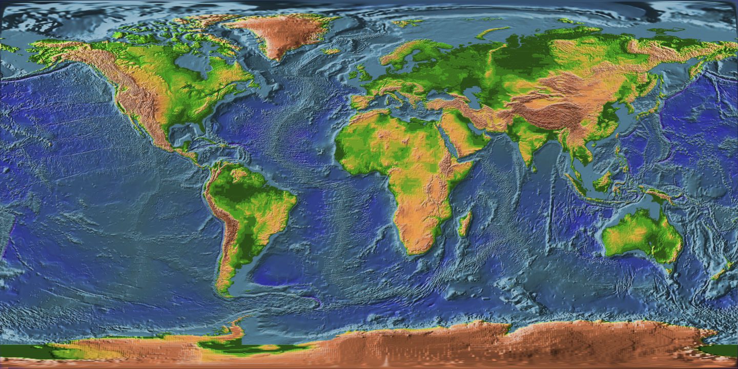 World Elevation Map Guide Of The World