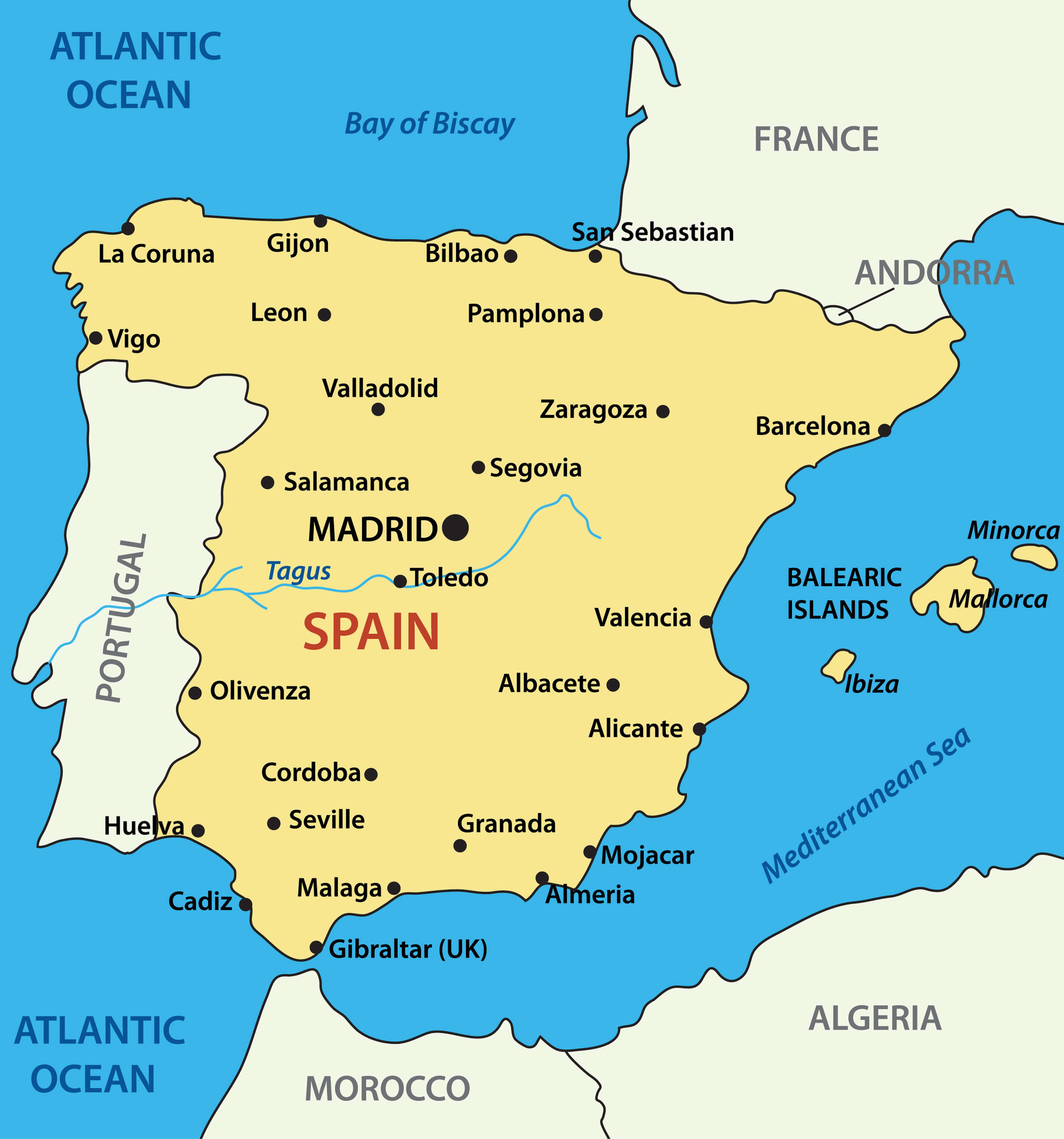 Map of Spain - Guide of the World