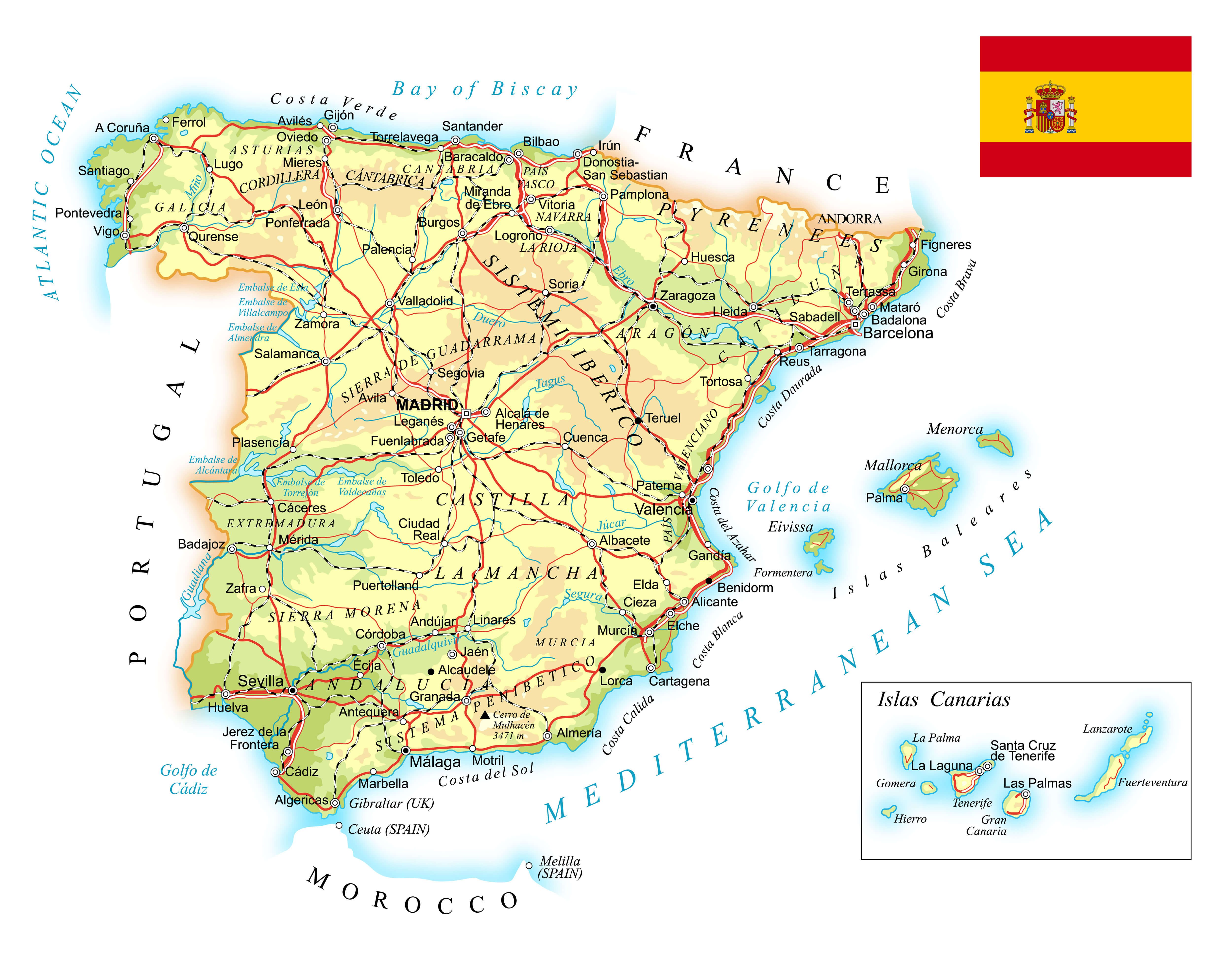 Spain Topographic Map