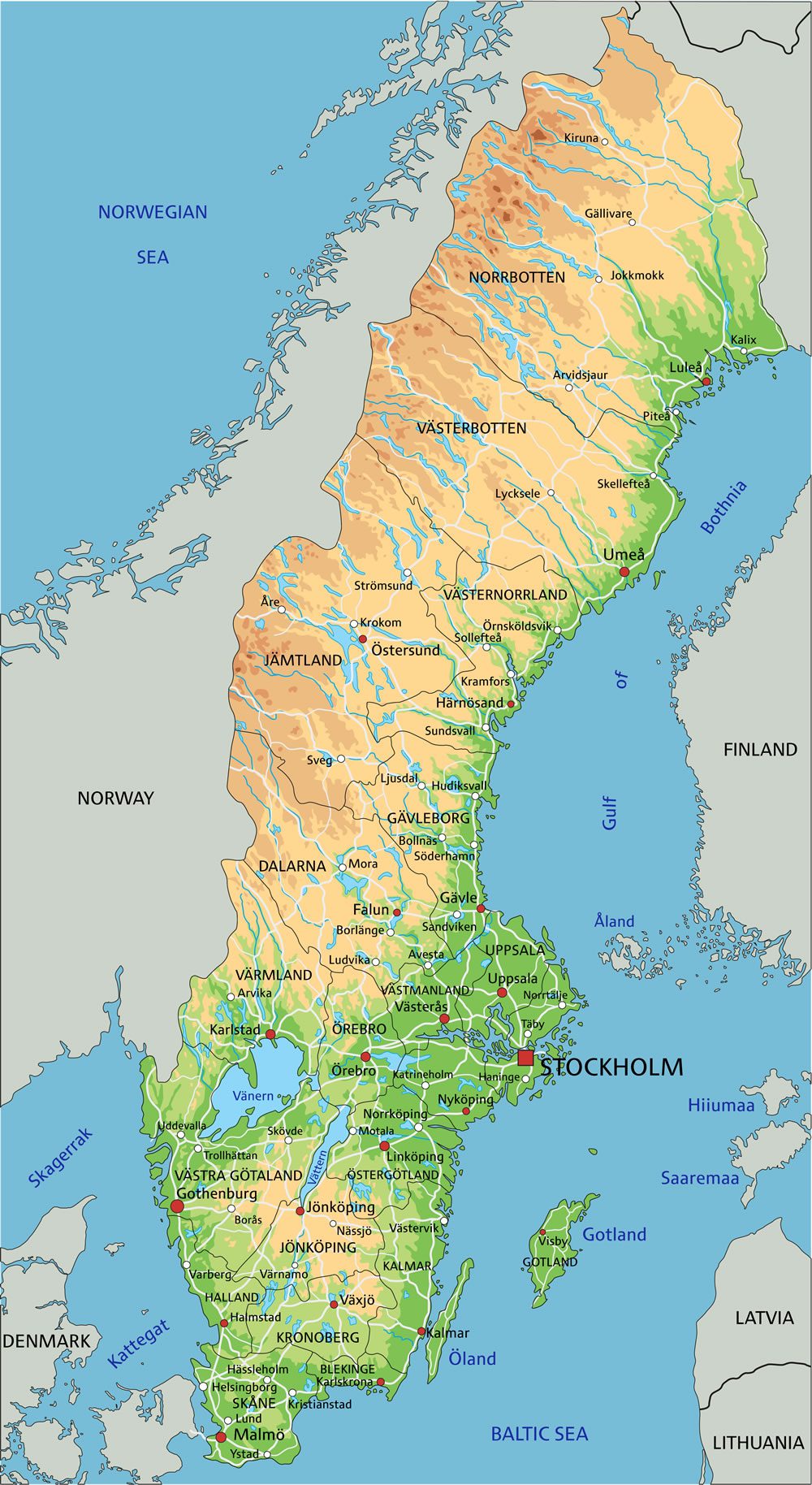 Map of Sweden - Guide of the World
