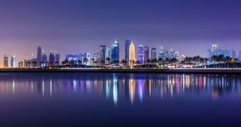 Qatar Photos Doha City Skyline at Night, Qatar