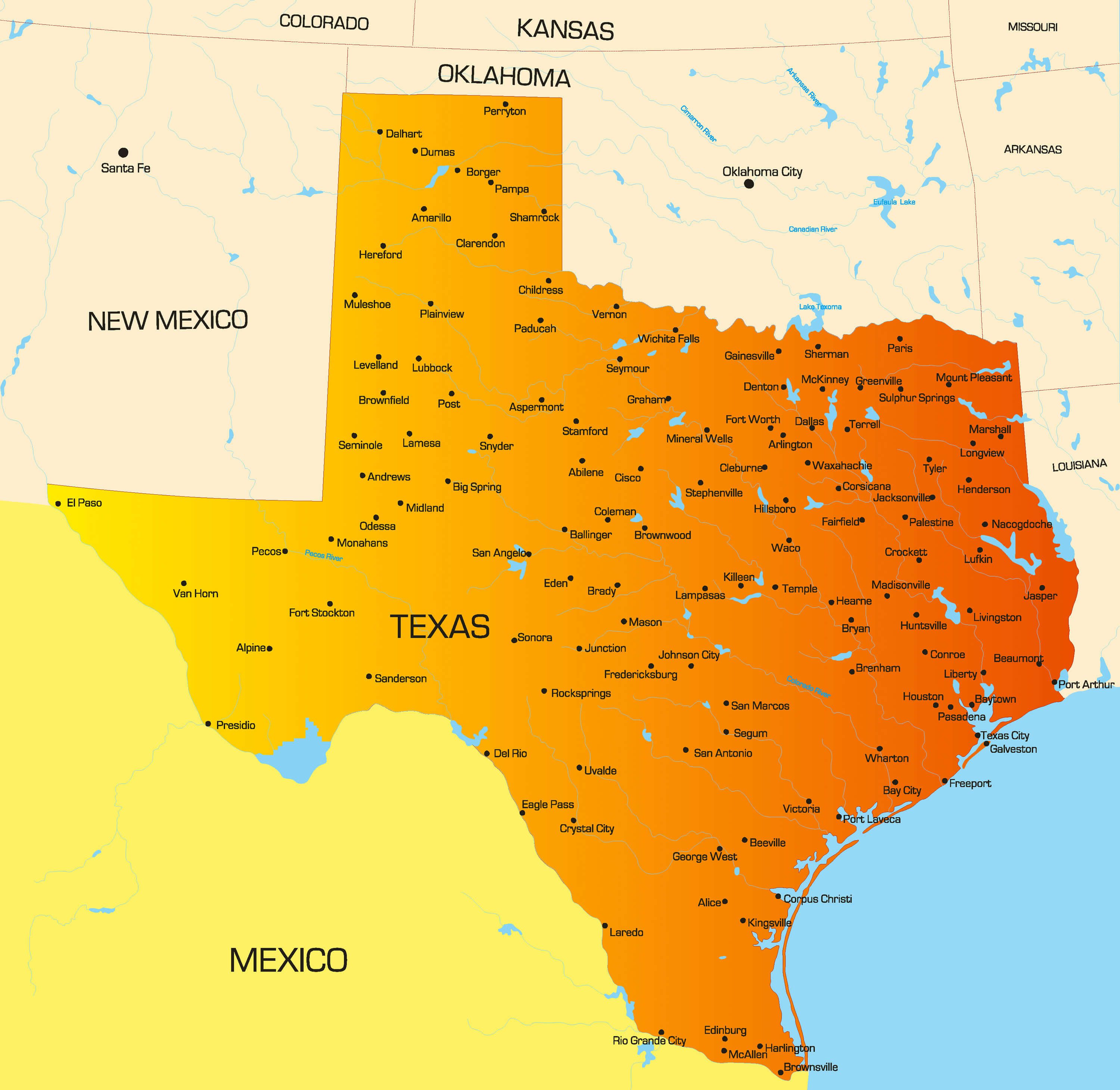 Texas Map Guide Of The World Texas Map Guide Of The World
