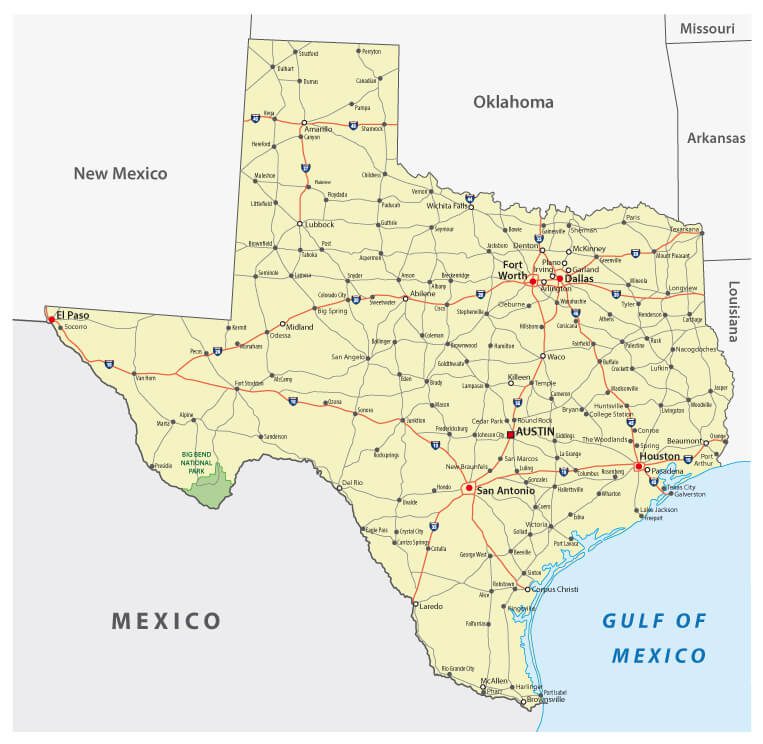 Map Of Texas Guide Of The World