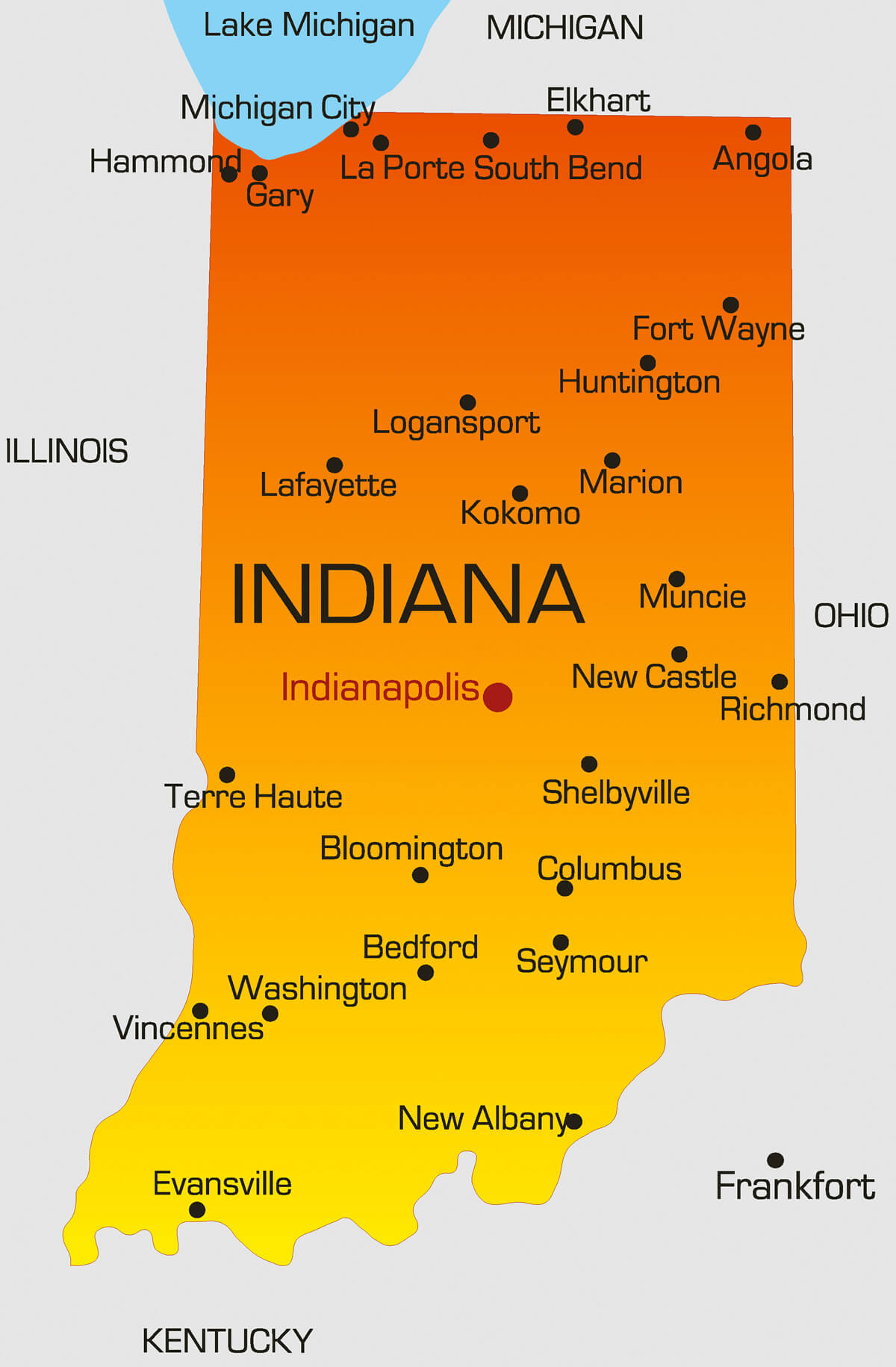 Indiana Map - Guide of the World