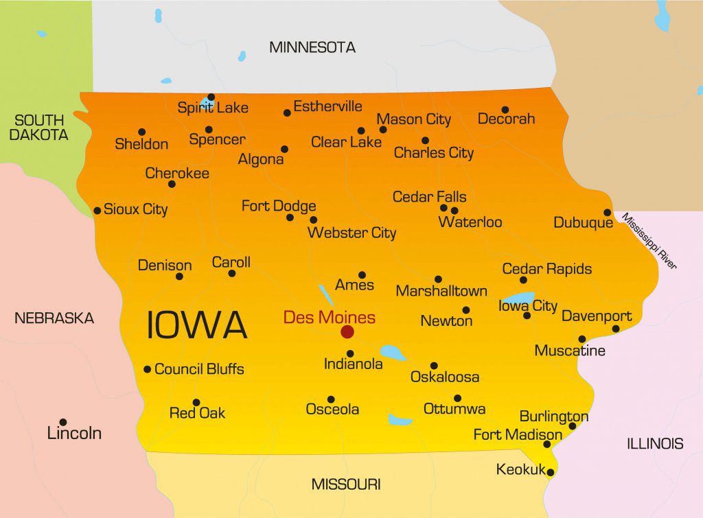 Iowa Map - Guide of the World