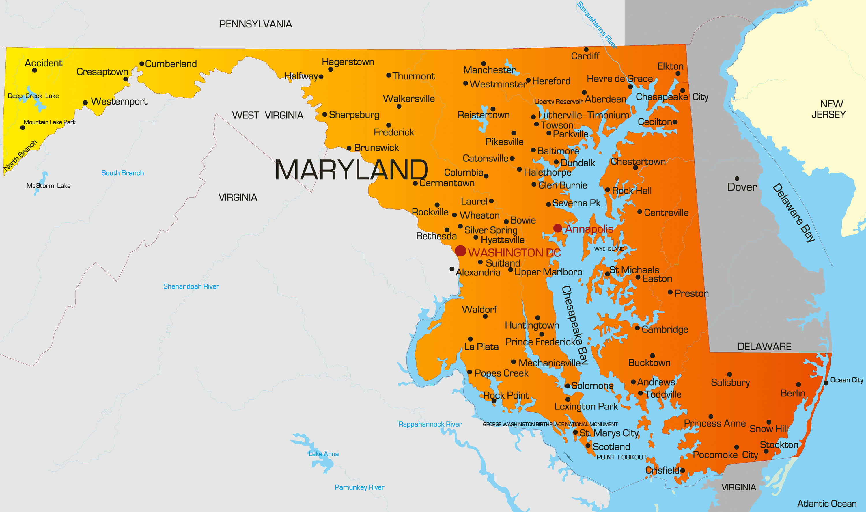 Maryland Map Guide of the World
