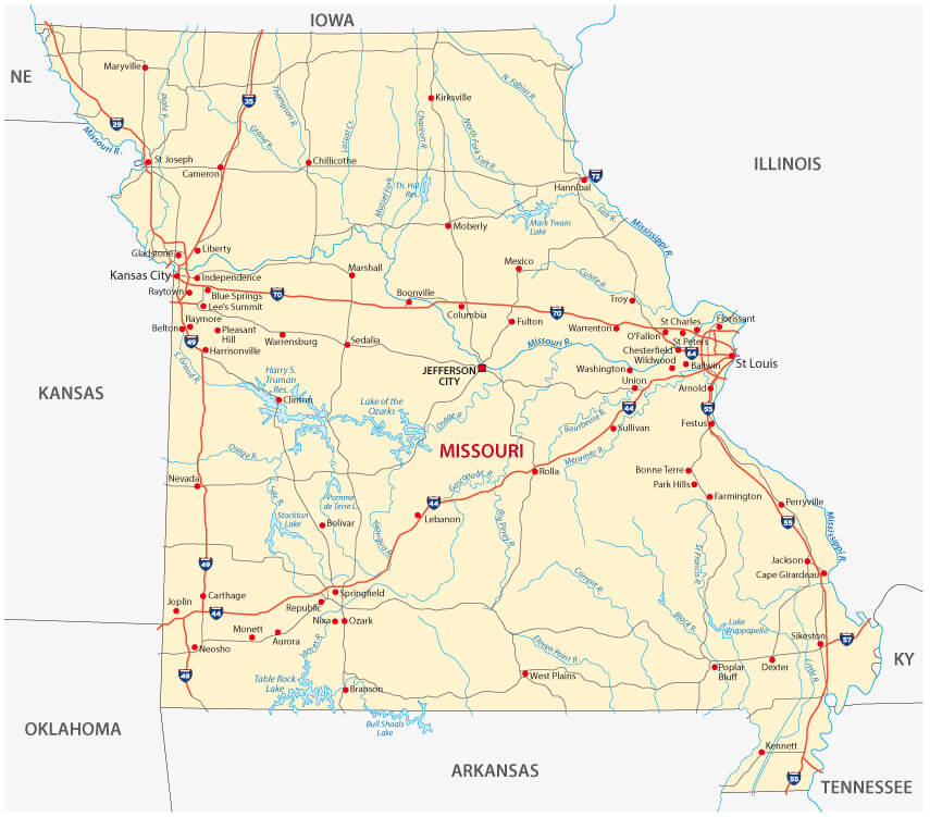 Map of Missouri - Guide of the World