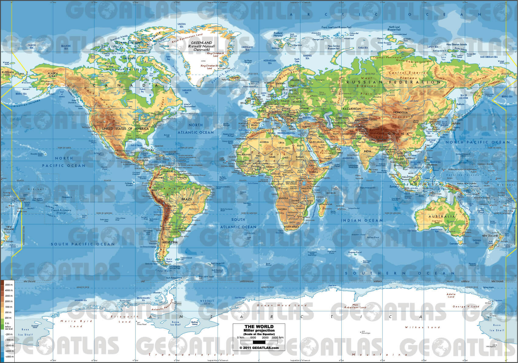 Physical Map of the World - Guide of the World