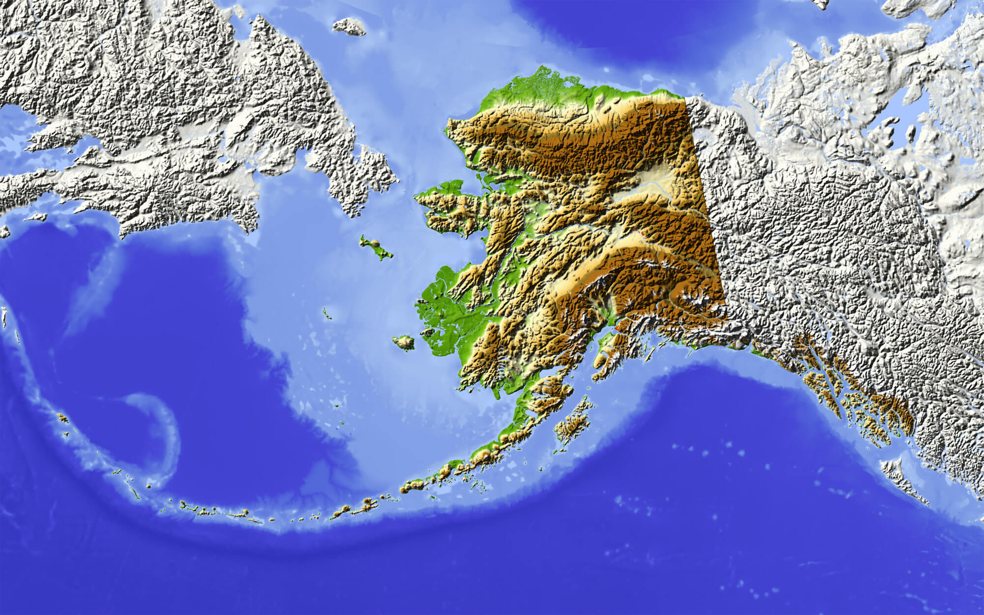 Alaska shaded relief map