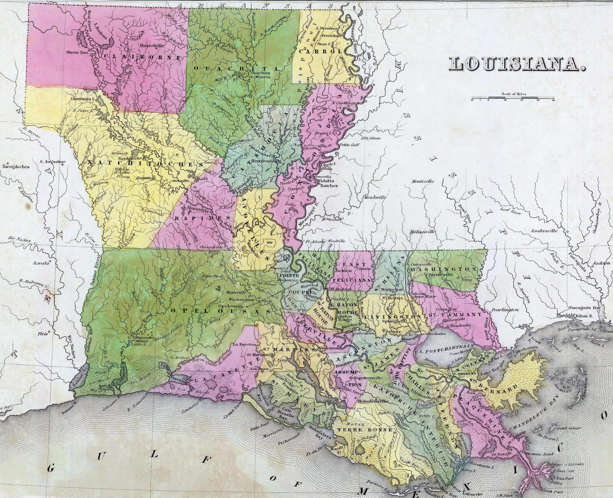 Antique map of Louisiana