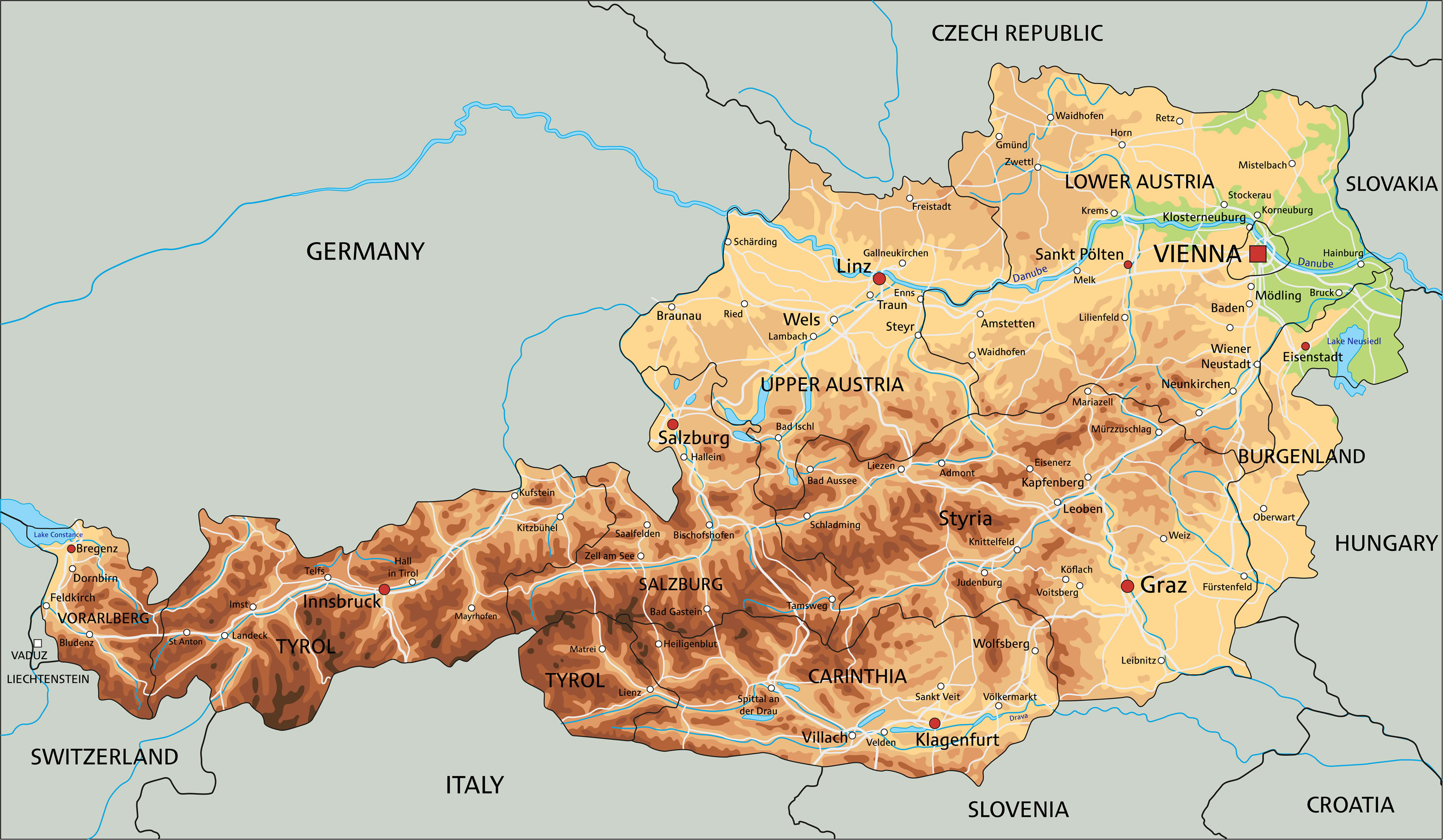 Austria Physical Map