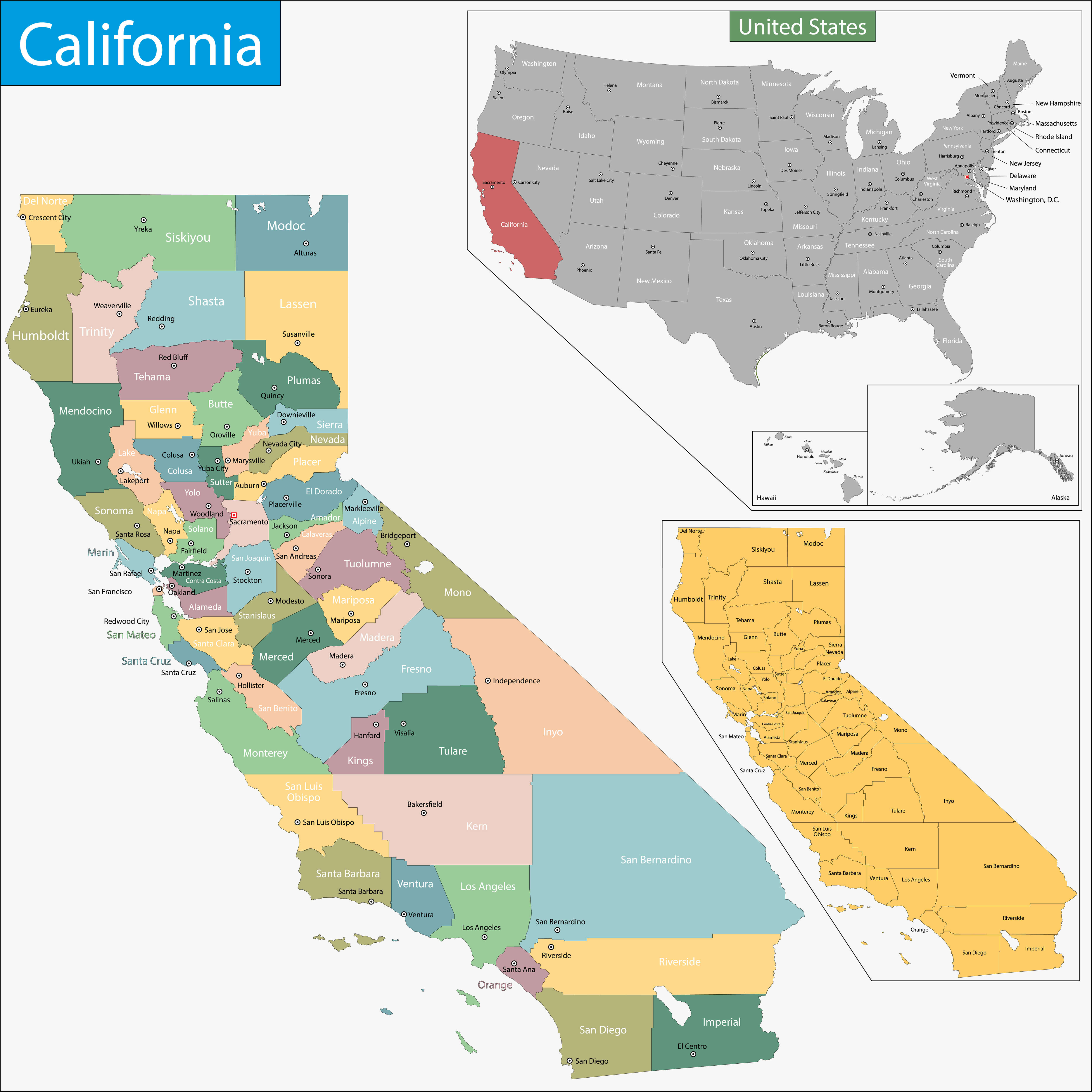 California Counties Map, USA
