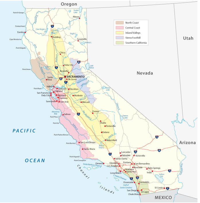 California Wine Regions Map