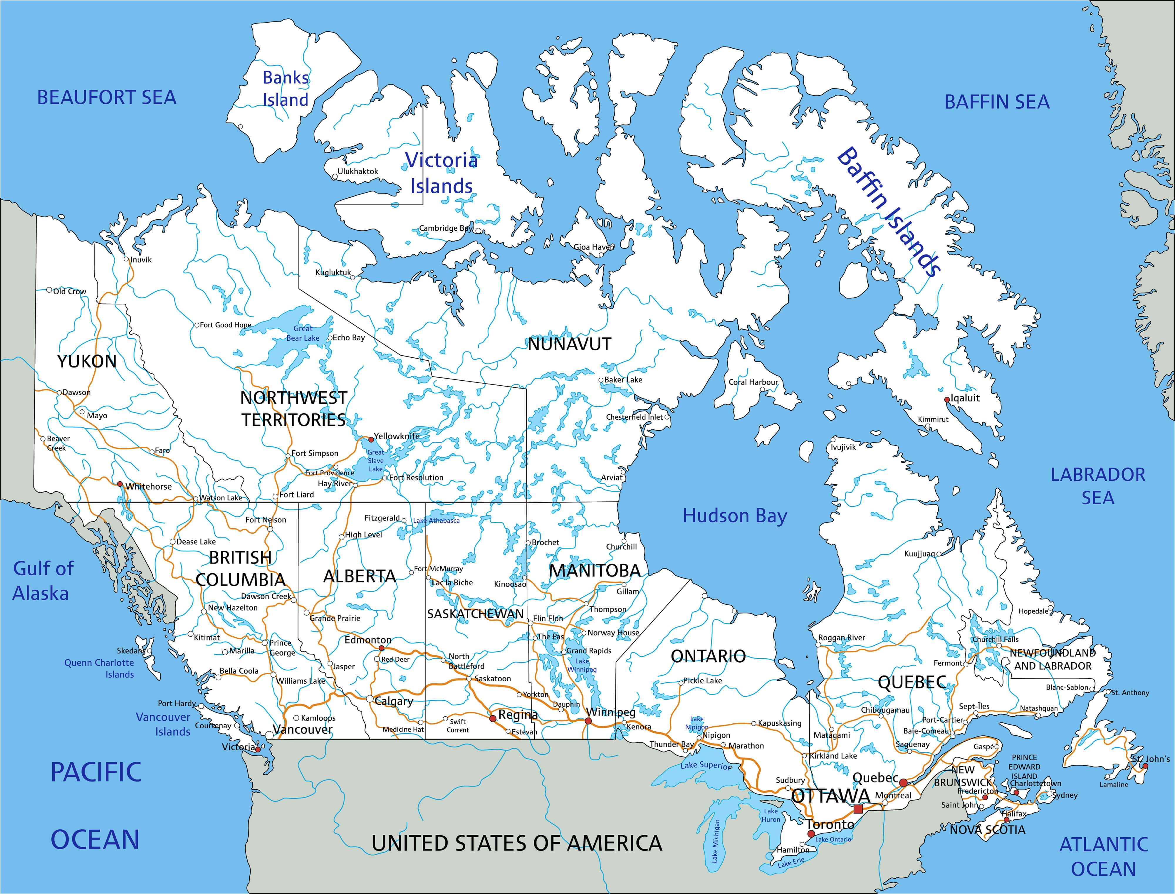 Drab Road Map Of Usa And Canada Free Vector