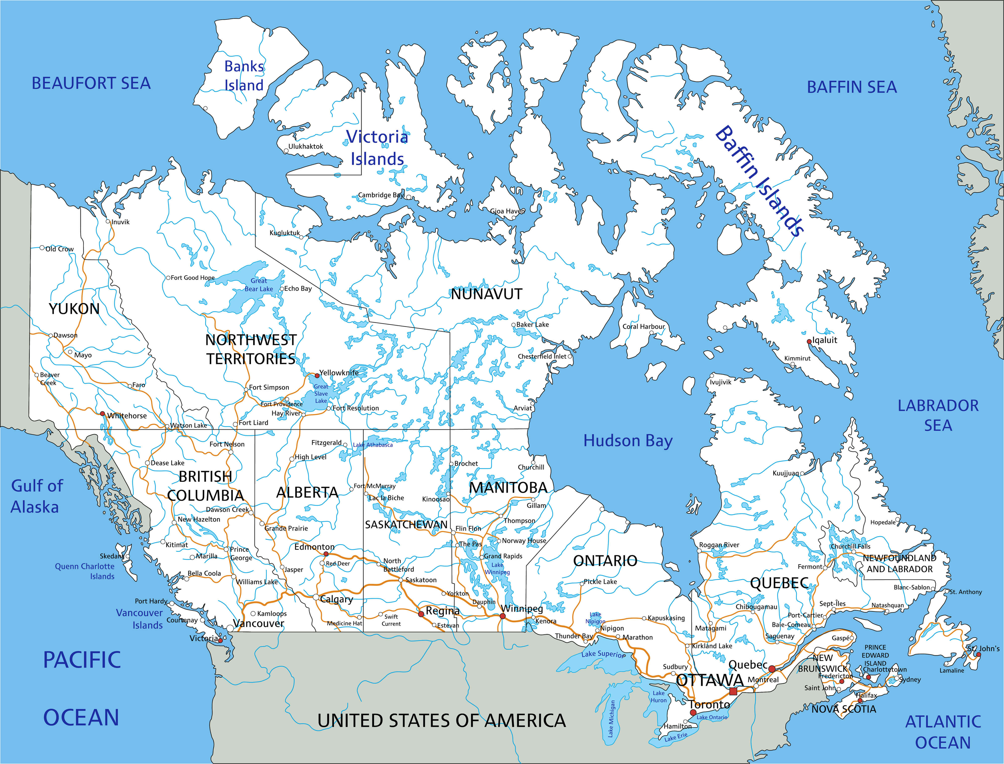 High Detailed Canada Road Map