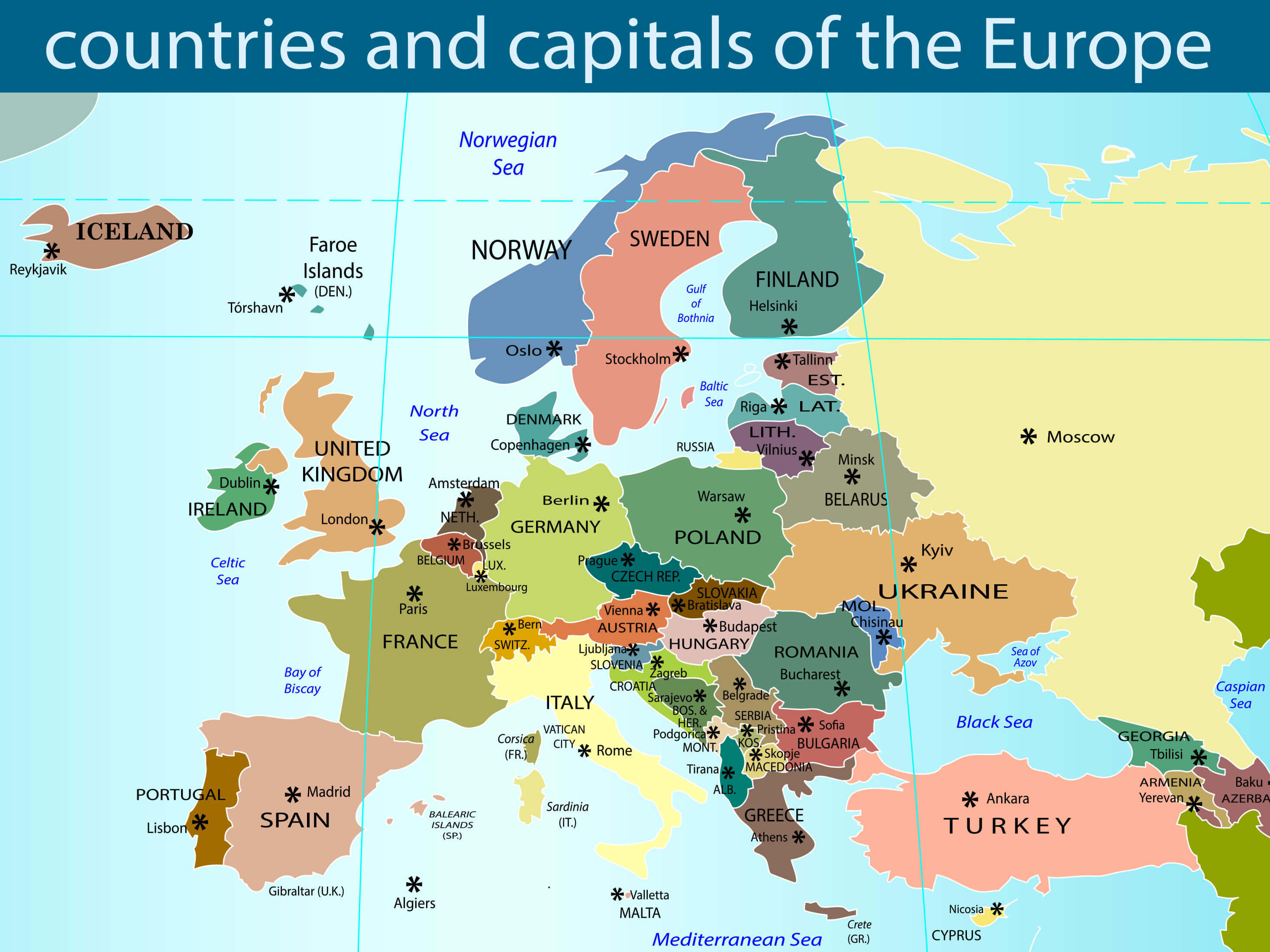 Map Europwestern Europe Countries And Capitals Map