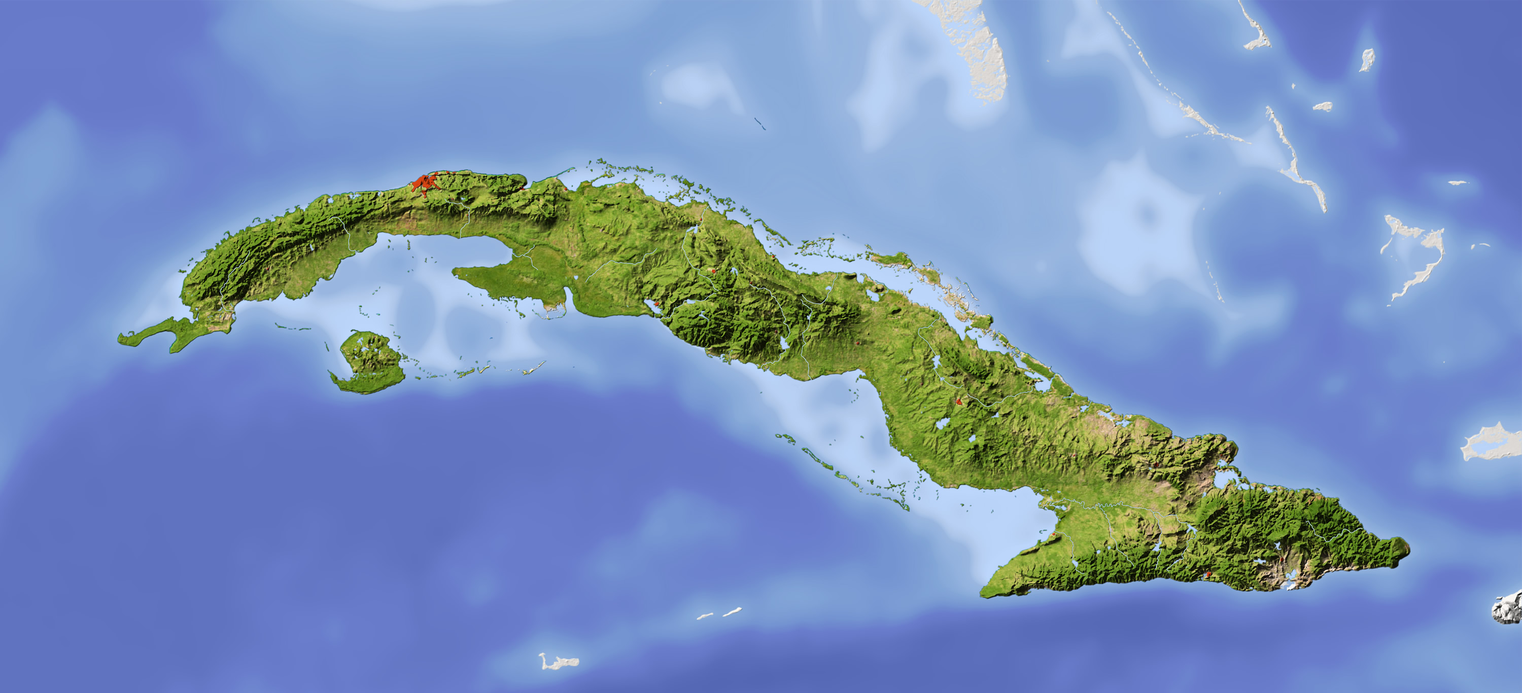 Cuba Shaded Relief Map 