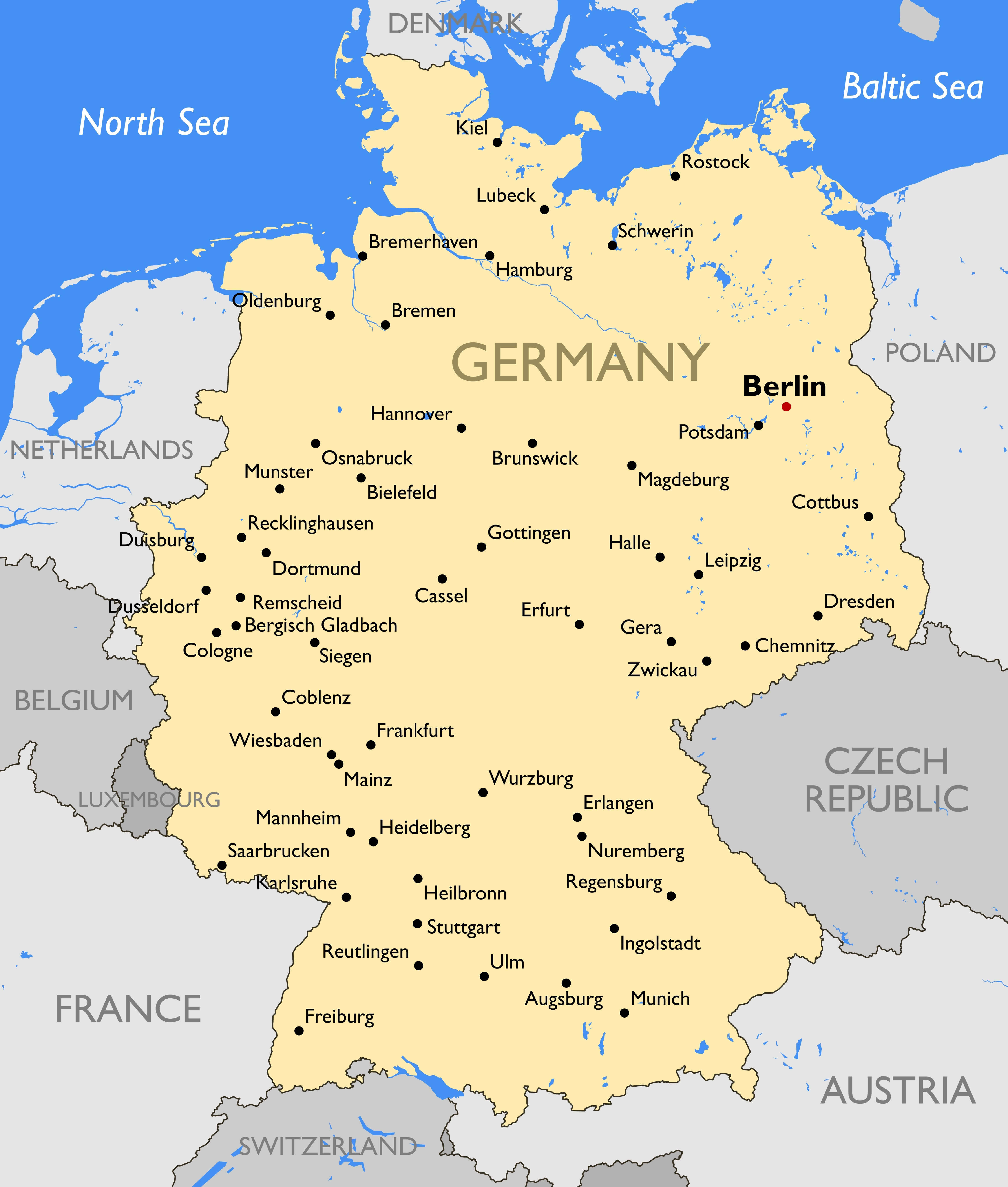 Top 103+ Images map of germany with cities and surrounding countries Full HD, 2k, 4k