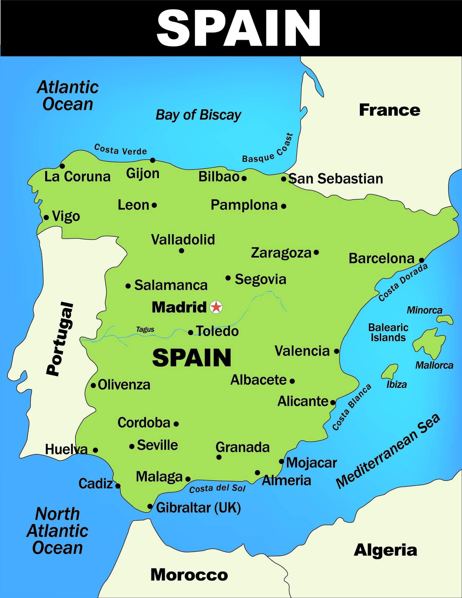 Map of Spain - Guide of the World