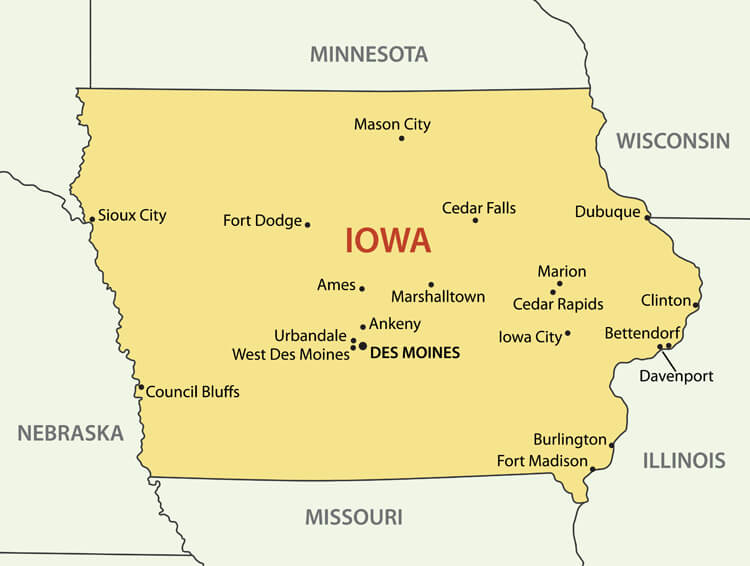 Iowa Map - Guide of the World