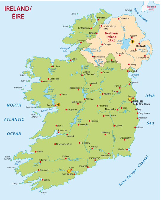 Ireland Regions Blank Map