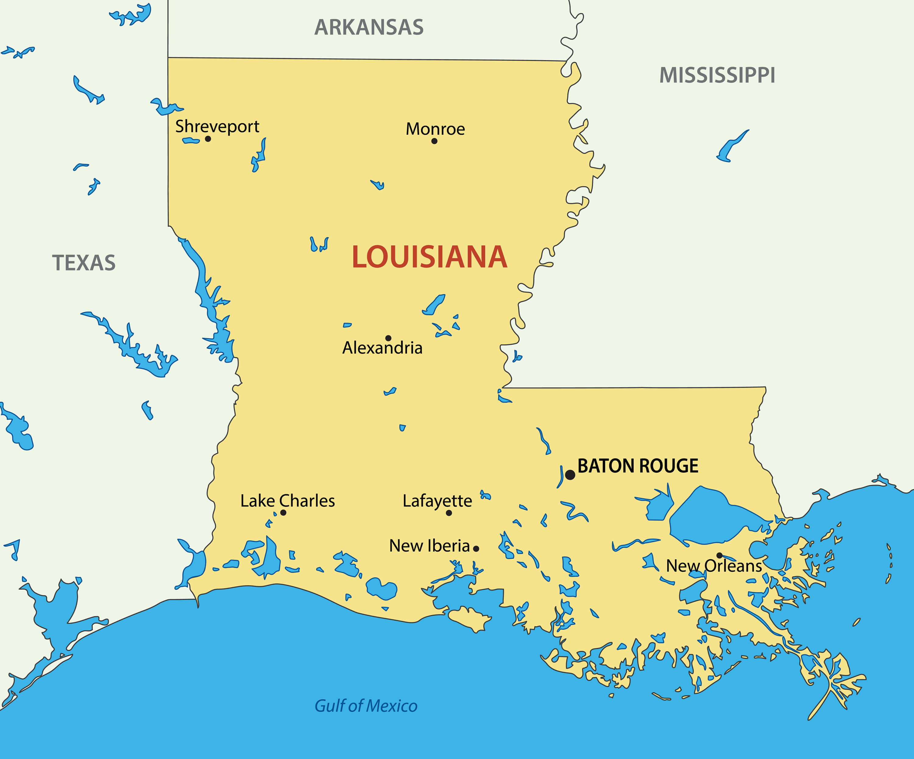 Map of Louisiana - Guide of the World