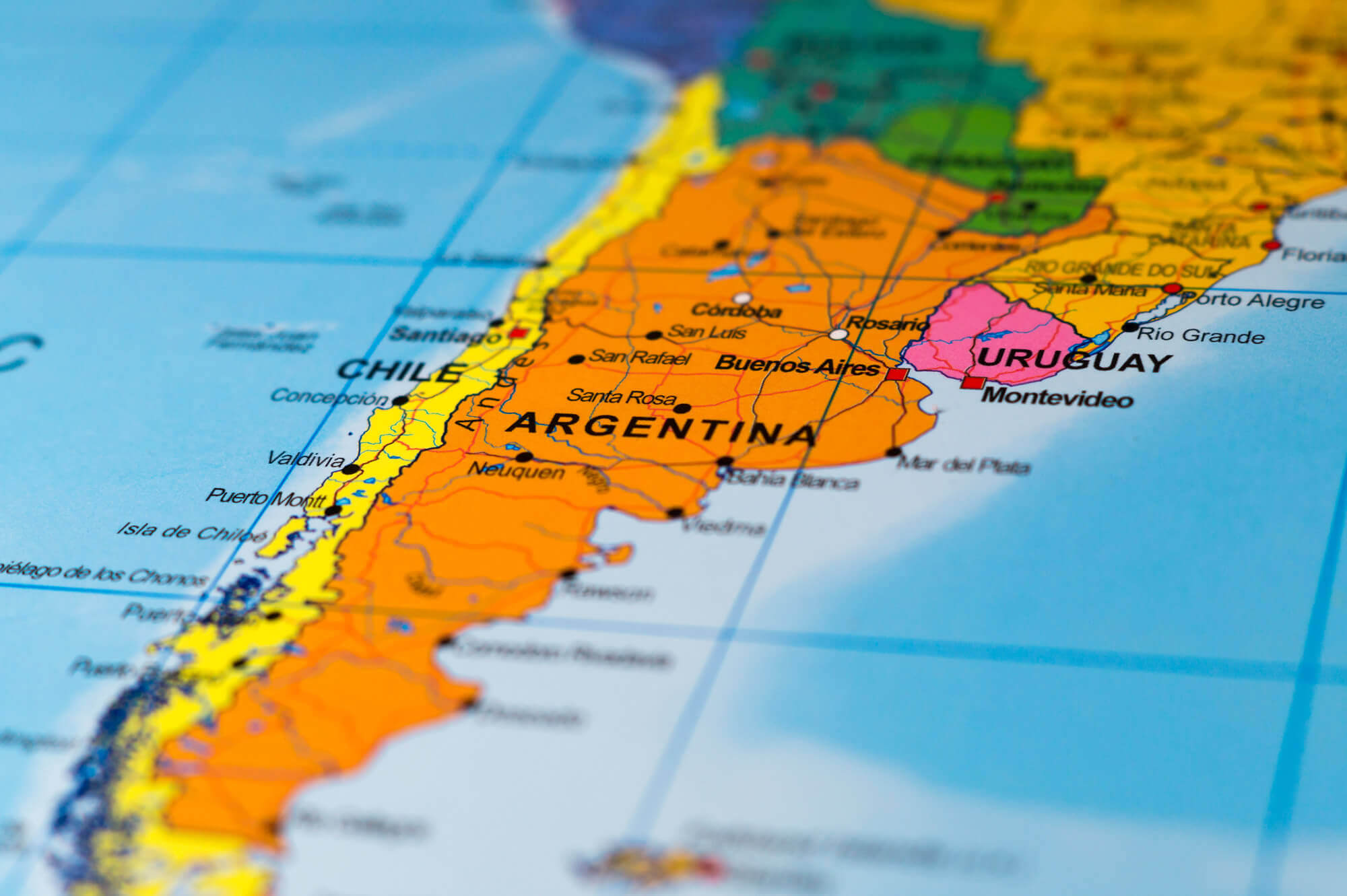 Map of Argentina with Shallow Focus