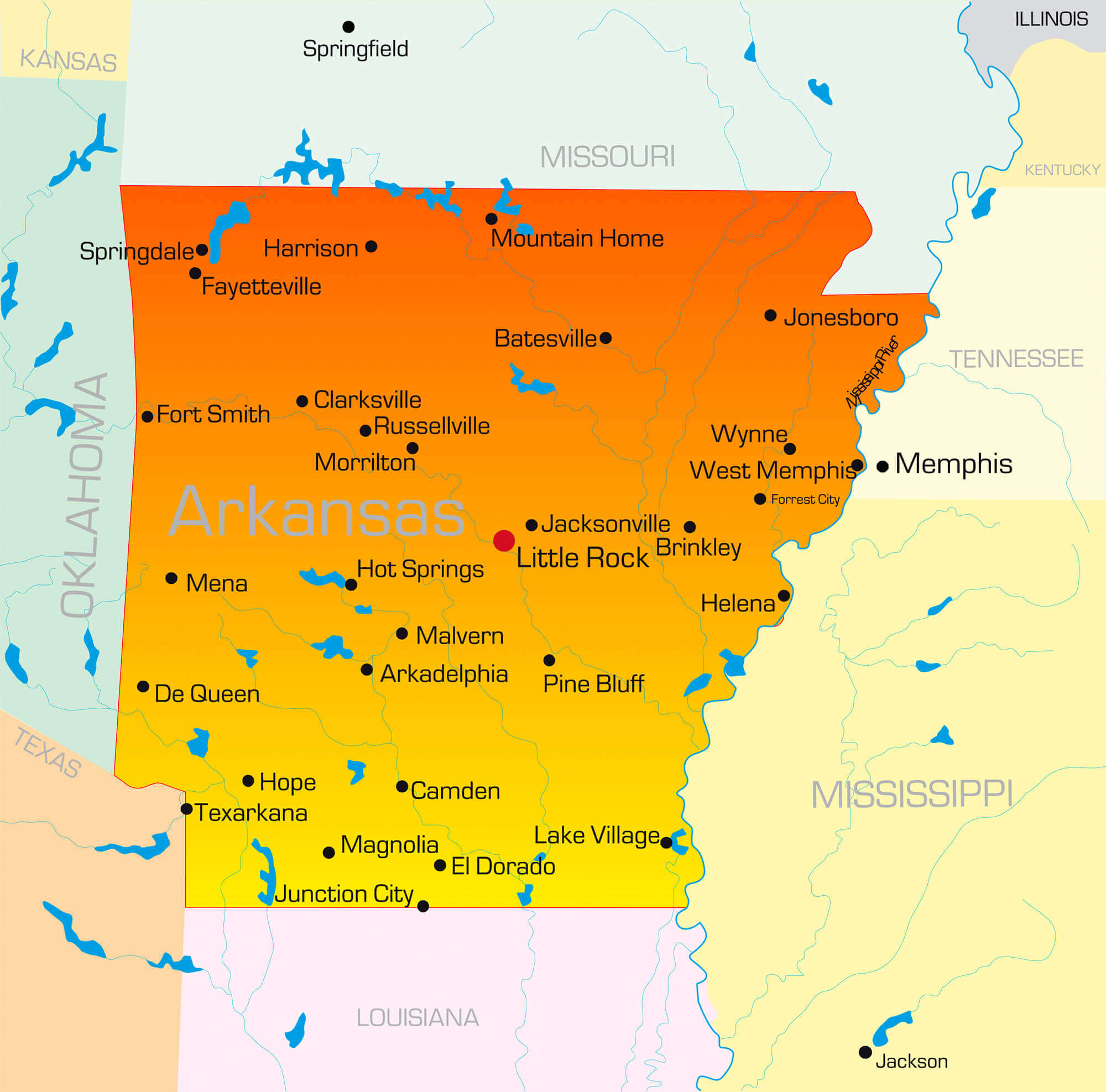 Map Of Arkansas With Cities Large World Map