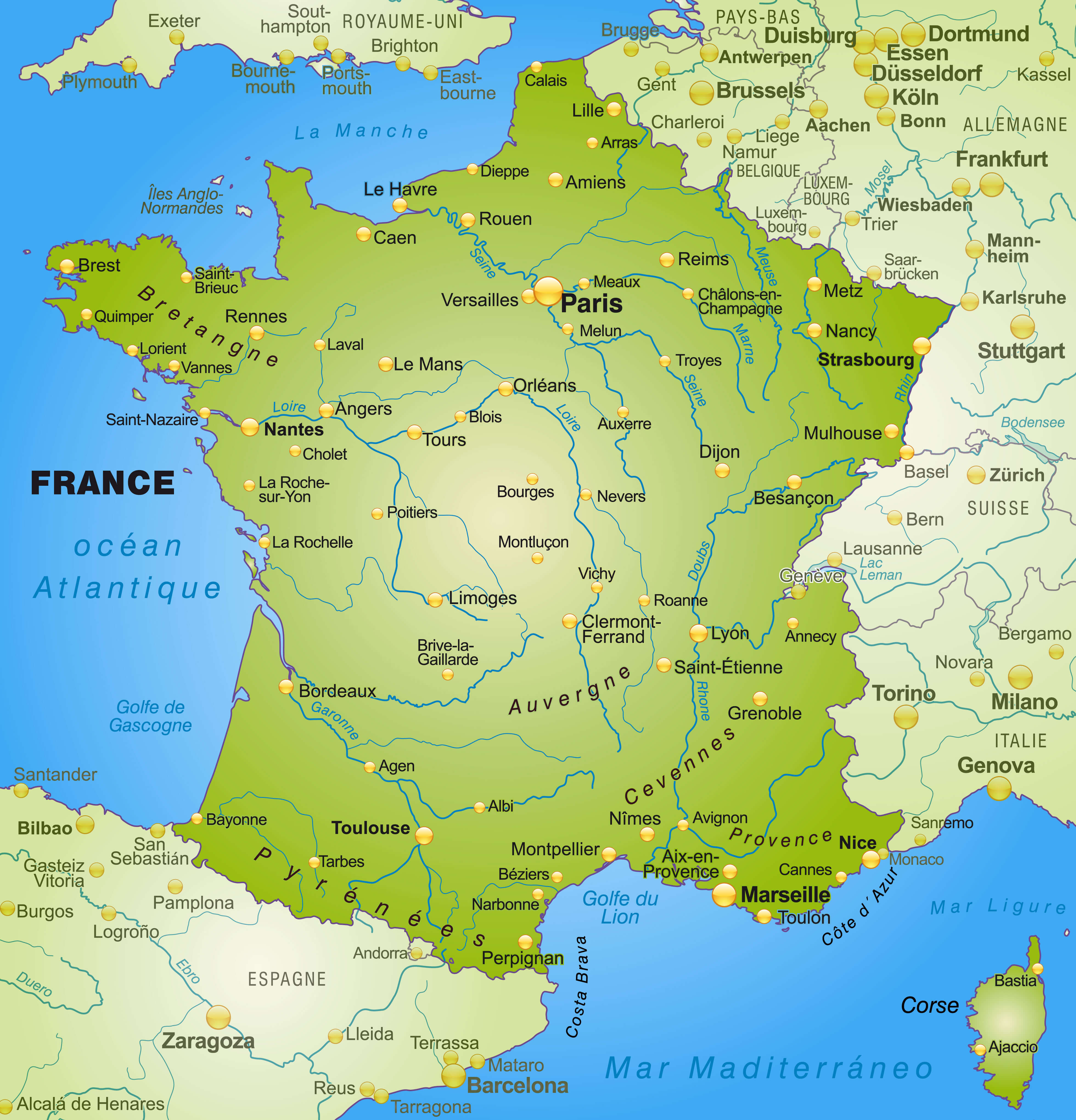 map of france with cities and rivers France Map Guide Of The World map of france with cities and rivers