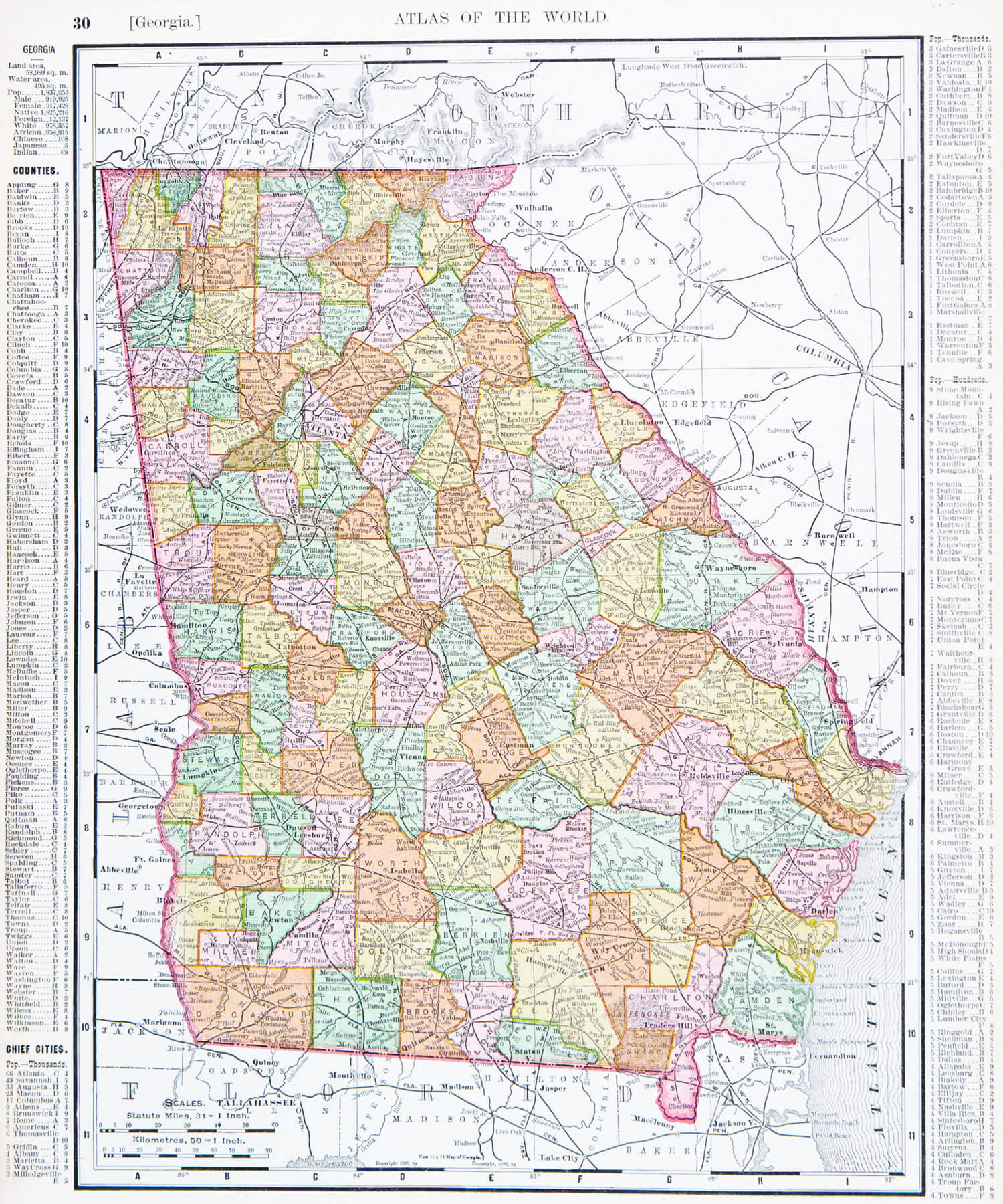 Map of Georgia, USA