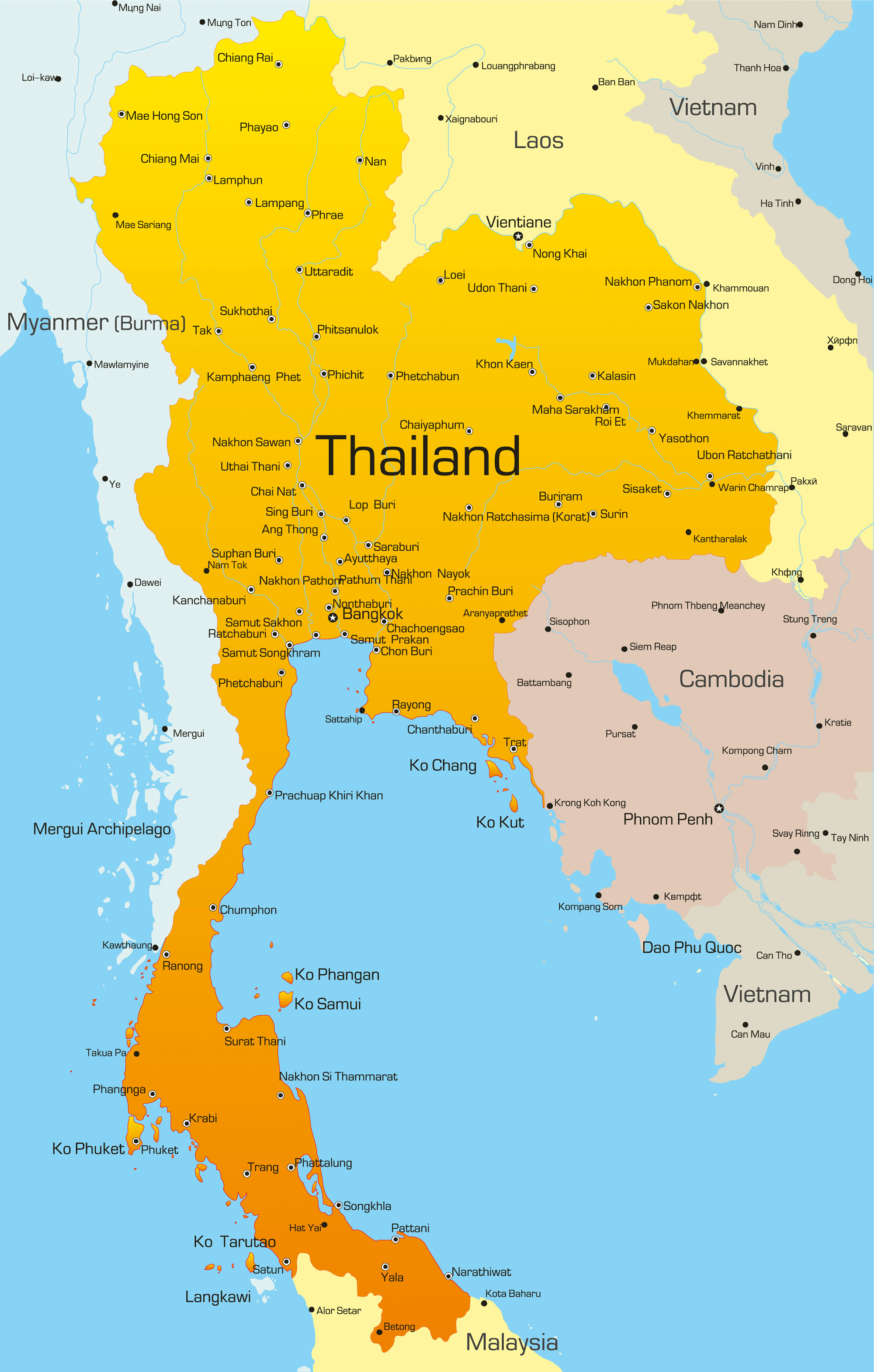 Thailand Map Guide Of The World