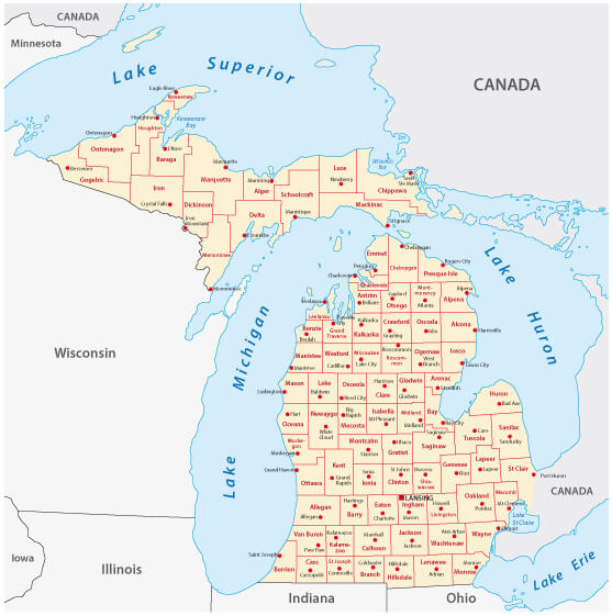 Michigan administrative Map