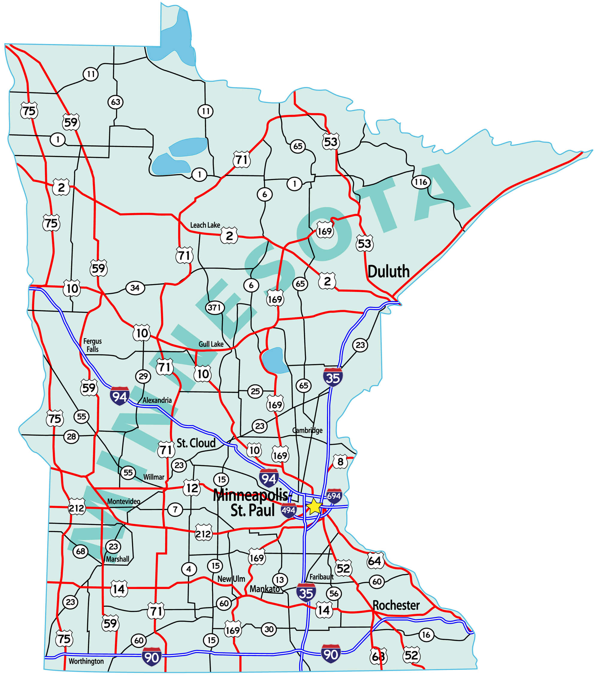 Minnesota state road map