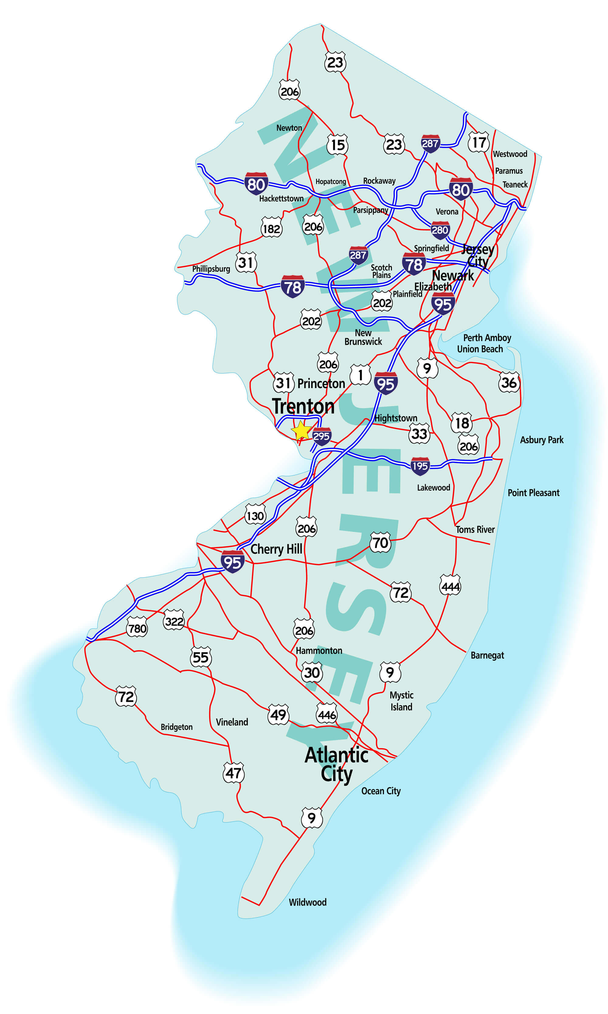 New Jersey state road map