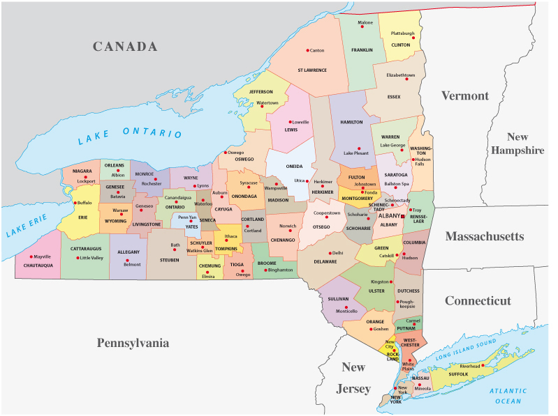 New York Map Guide of the World
