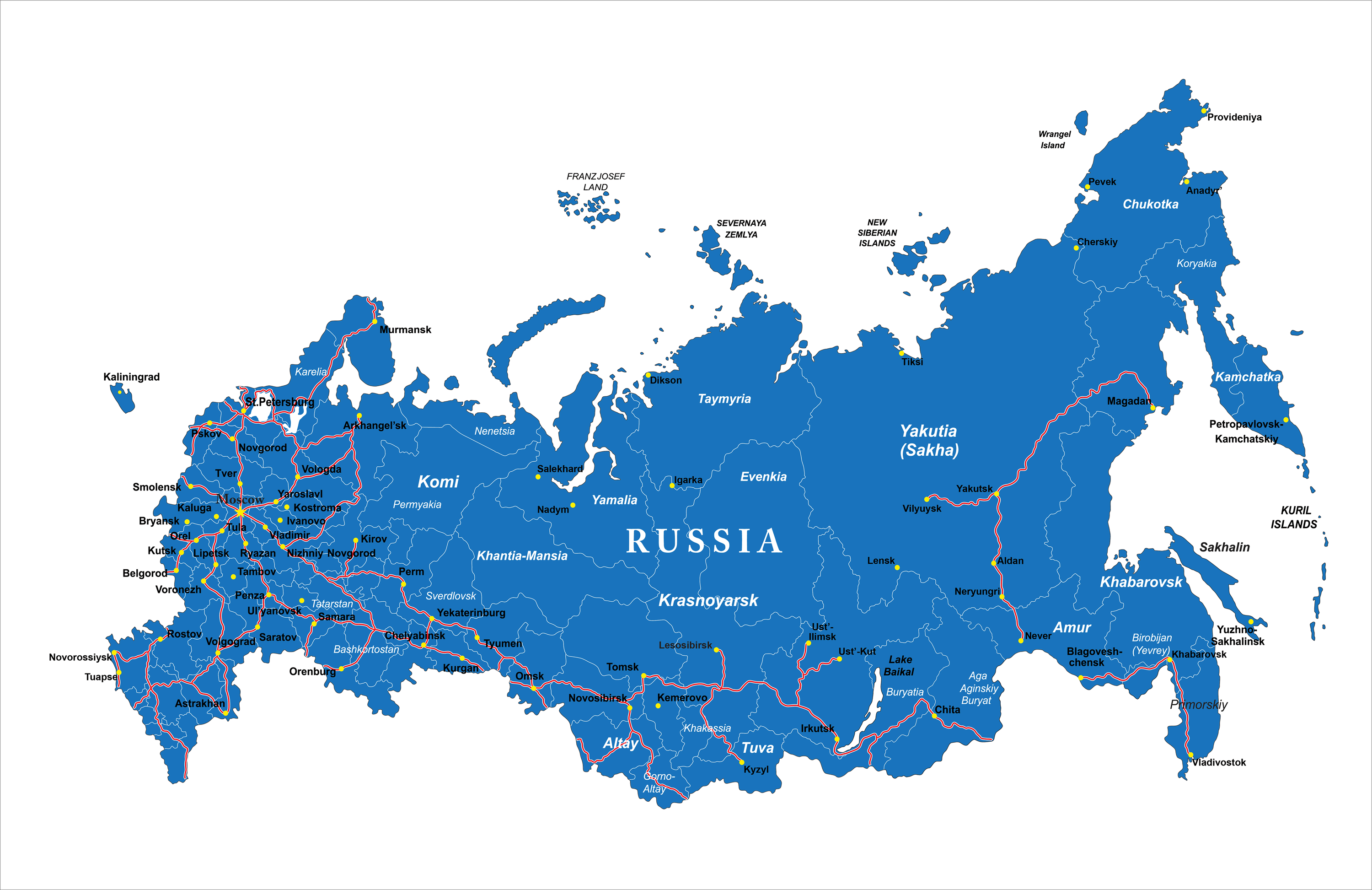 Russia Map - Guide of the World