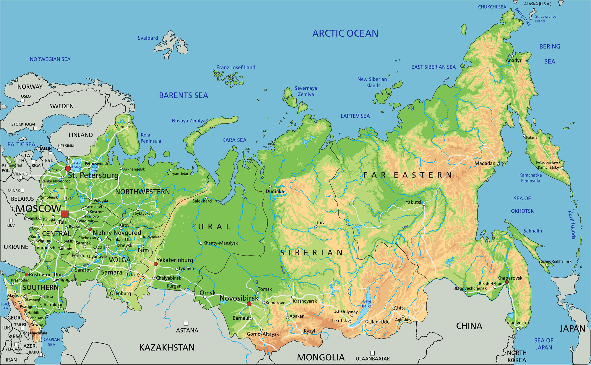 Physical Map Of Russia And Surrounding Countries | www.pixshark.com