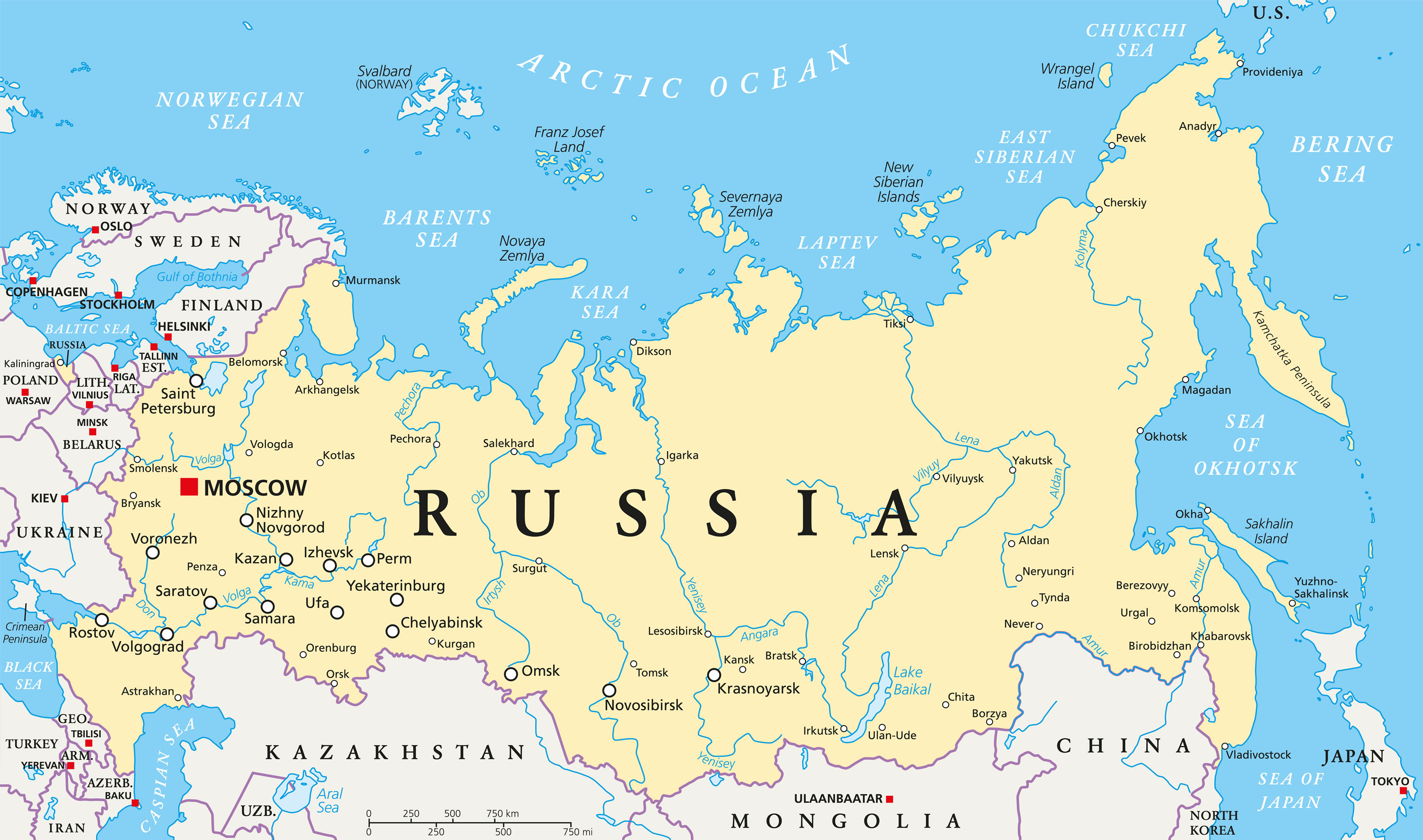 Map of Russia Guide of the World