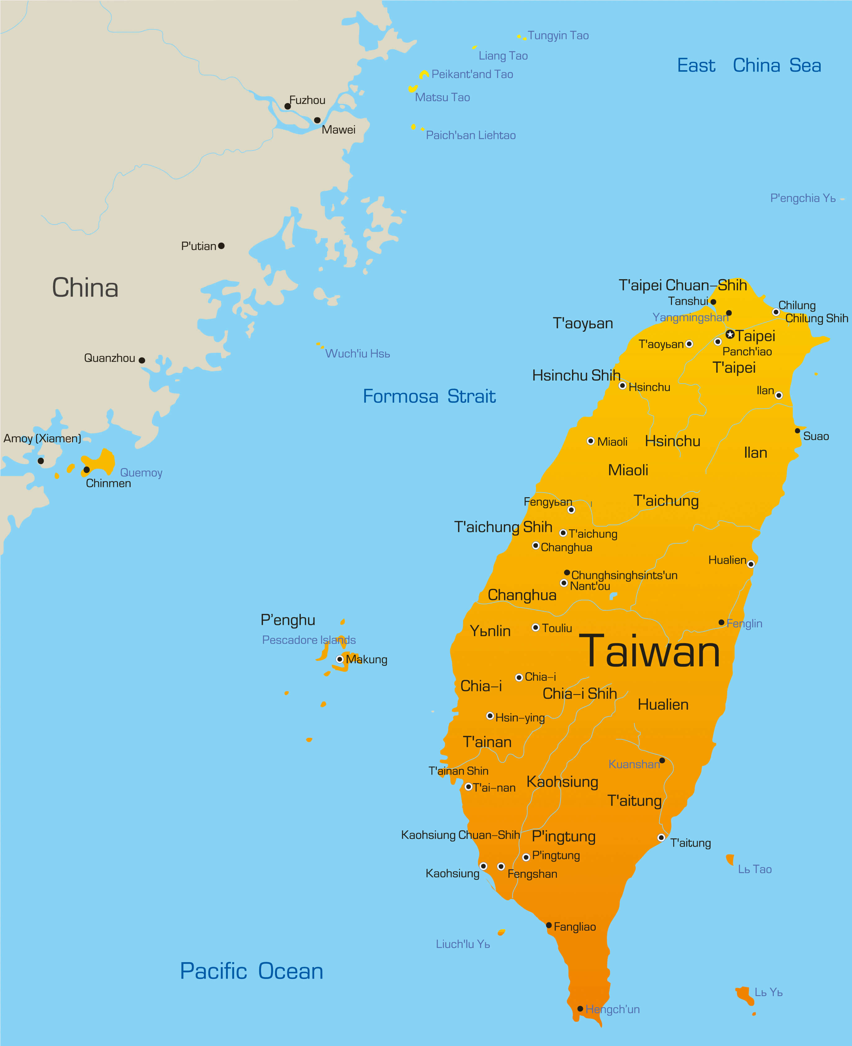 Map of Taiwan - Guide of the World