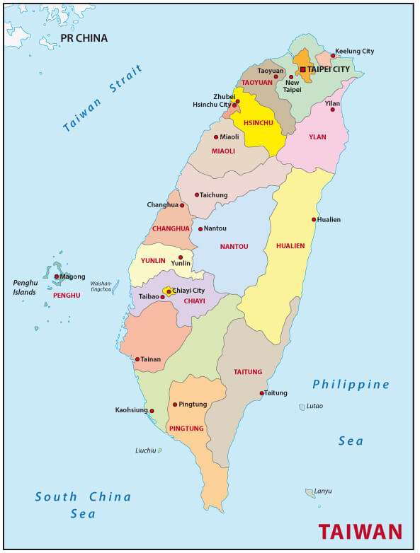 Taiwan Regions Map