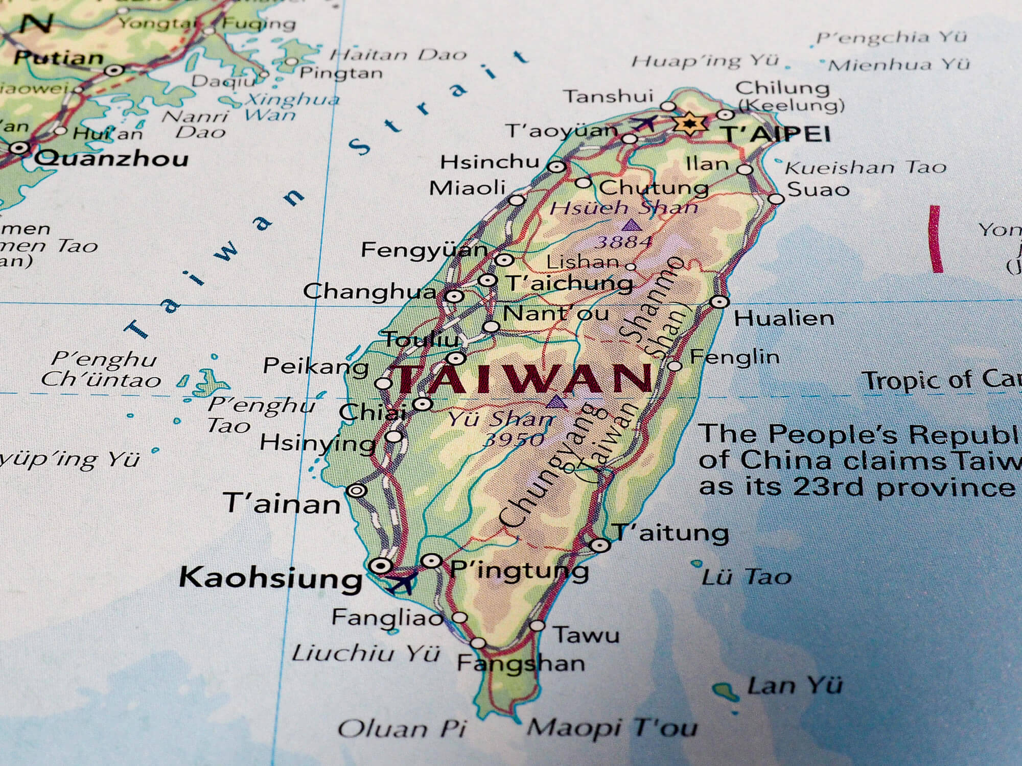 Taiwan Map Guide Of The World