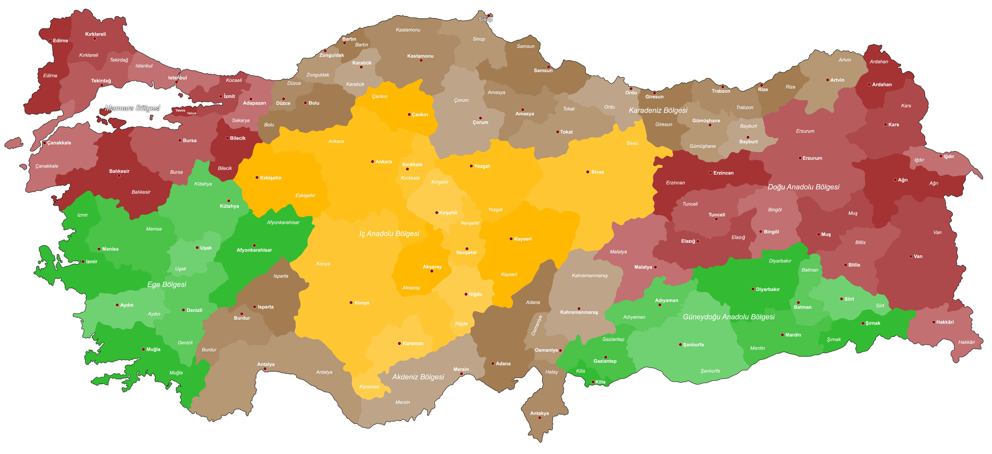 Map of Turkey Guide of the World