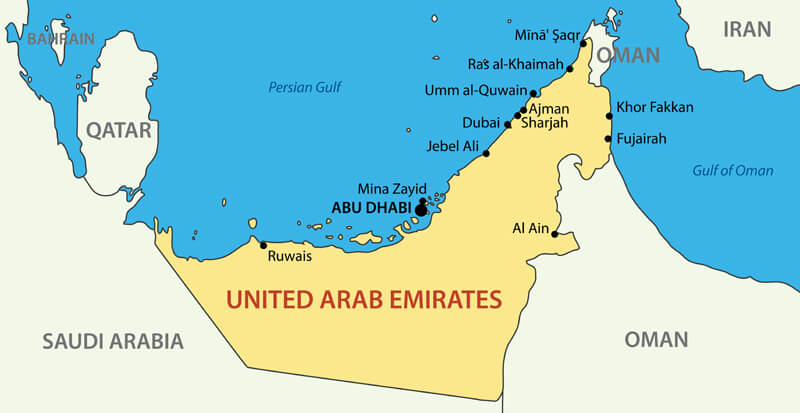 United Arab Emirates Cities Map