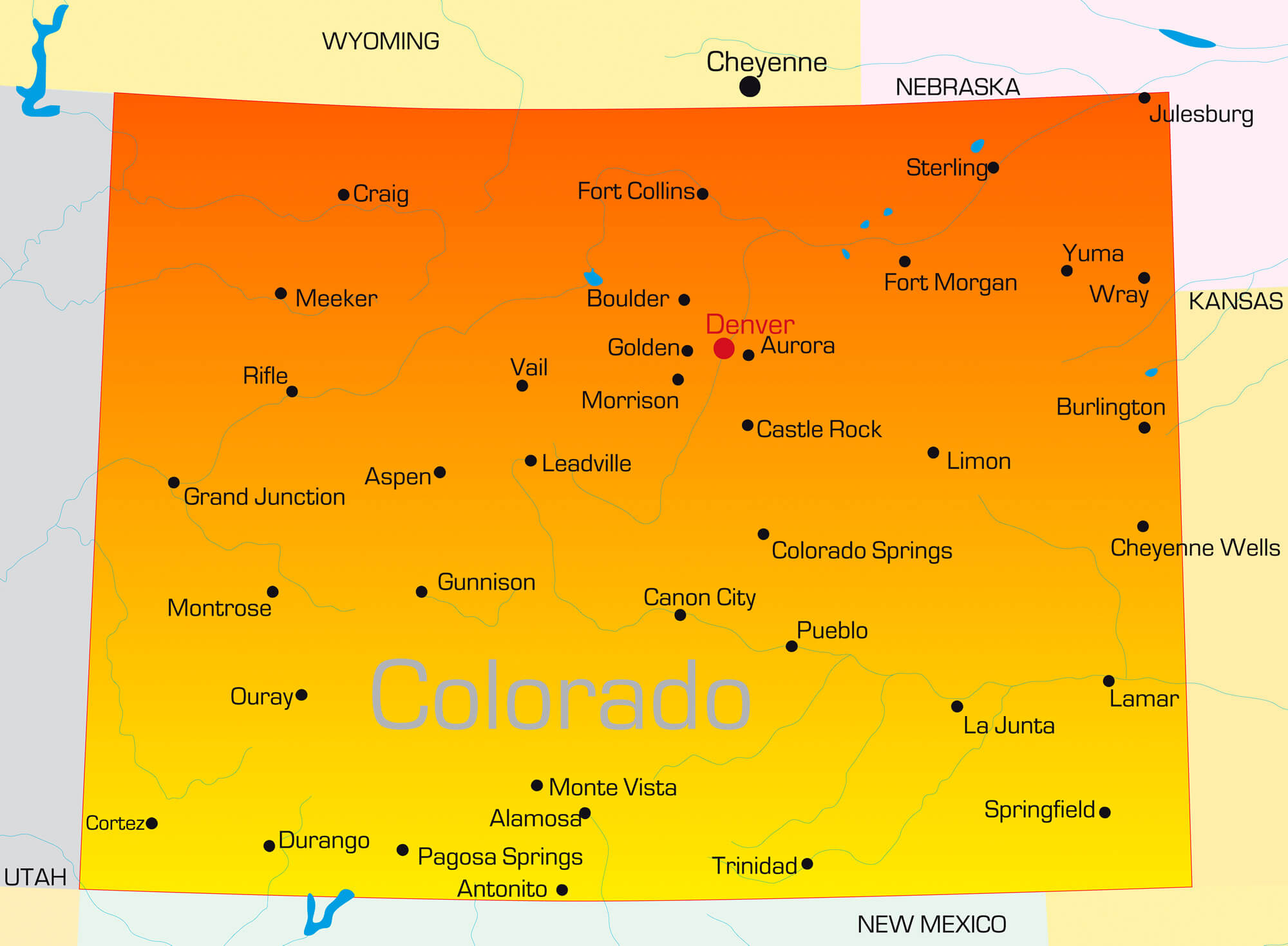 State Map Of Colorado Cities Allene Madelina