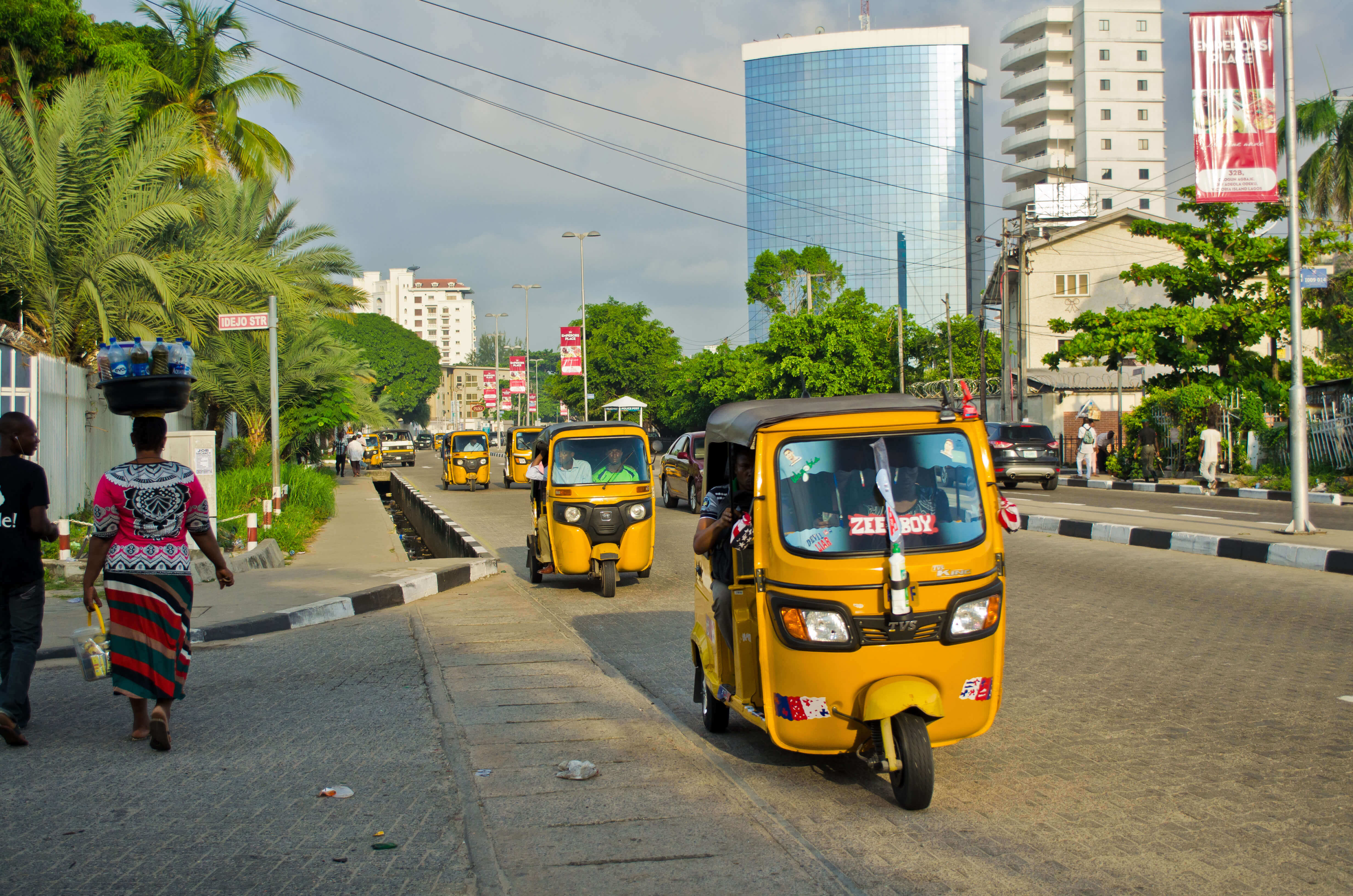 Busy urban street scene in Lagos Nigeria