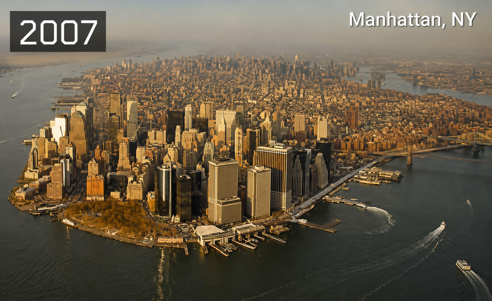 Lower Manhattan 2007 vs 1600 After