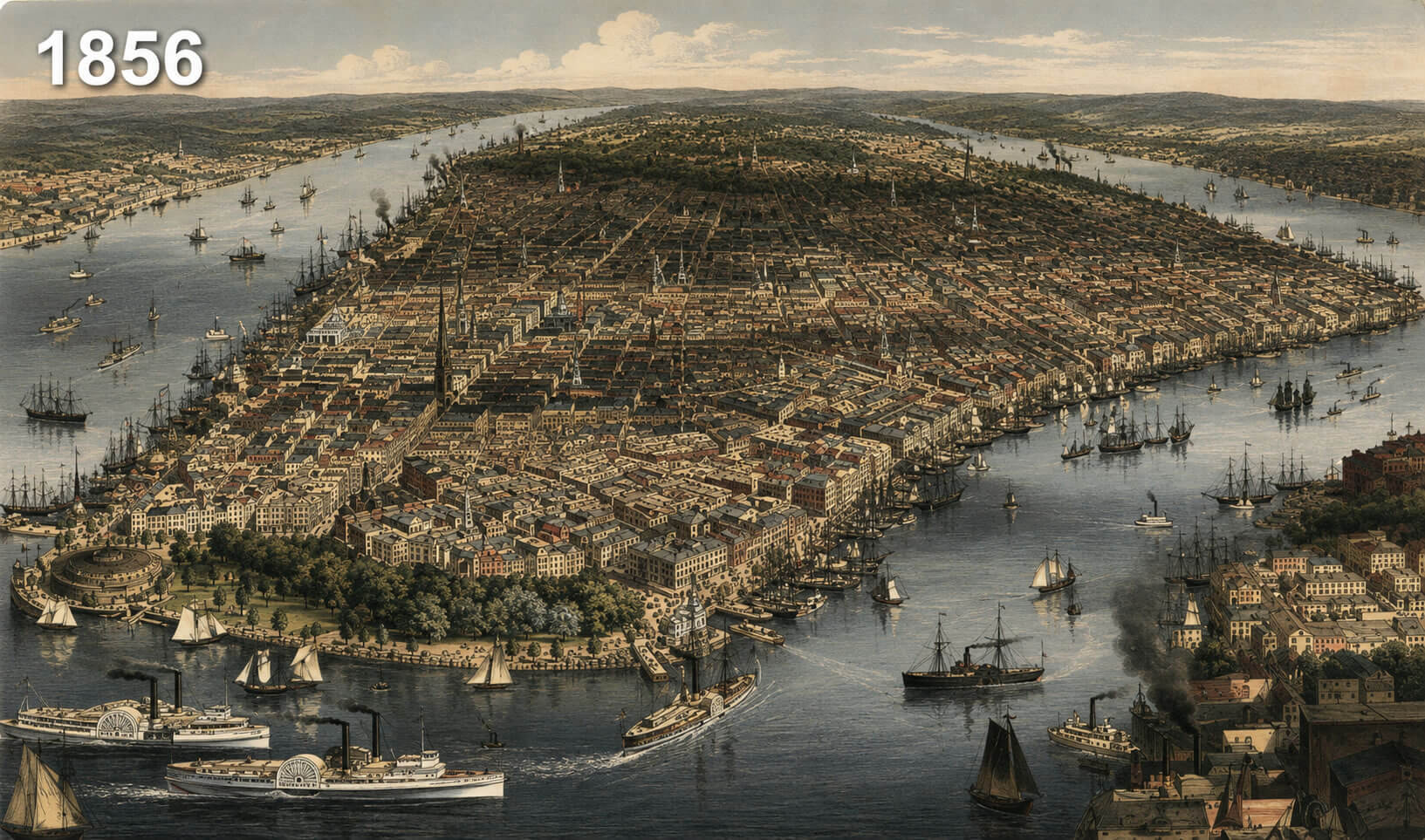 Lower Manhattan 2013 vs 1856 before