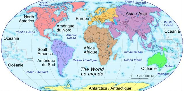 World continents map