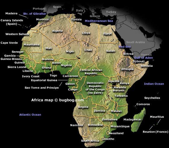 Africa physical map